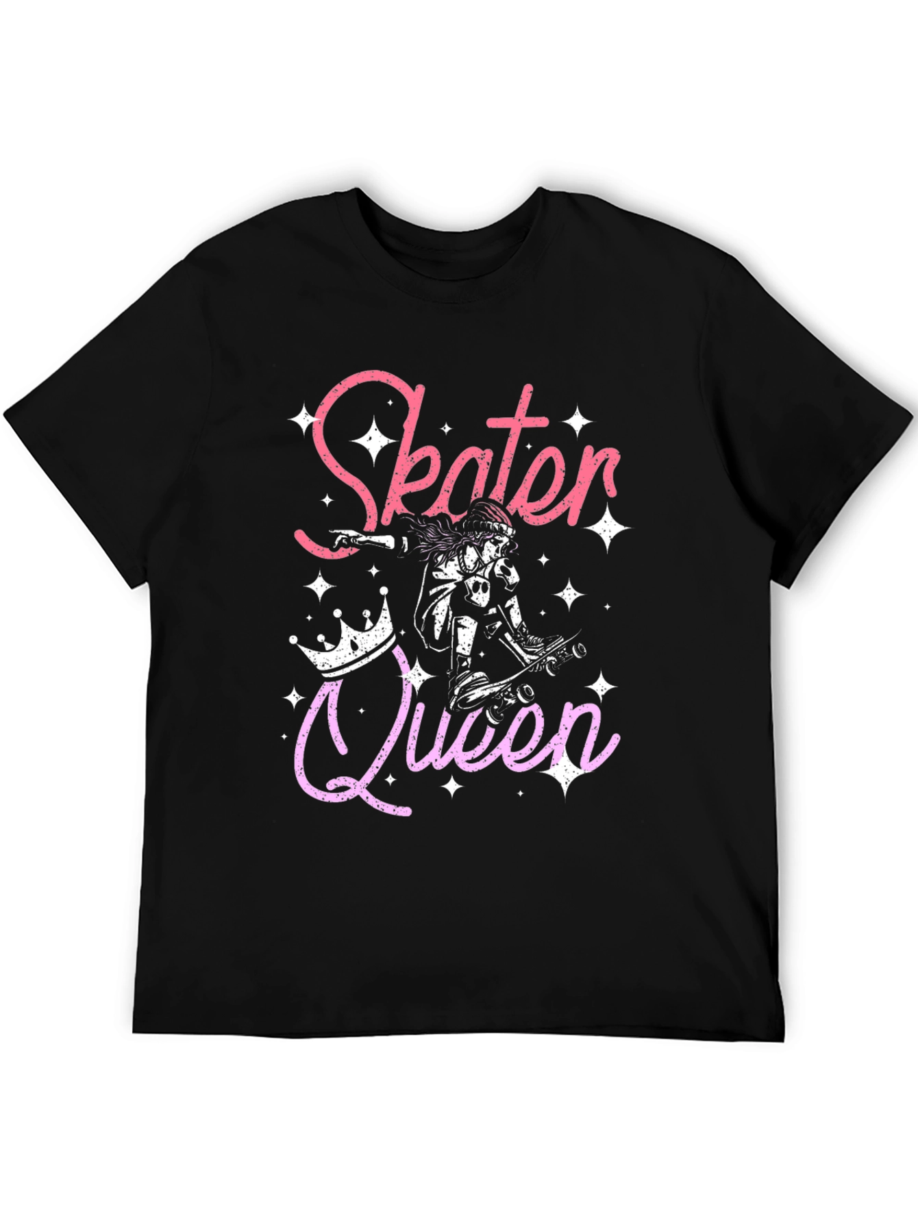 Skater Queen Black Graphic Tee - Cool Skateboarder Shirt