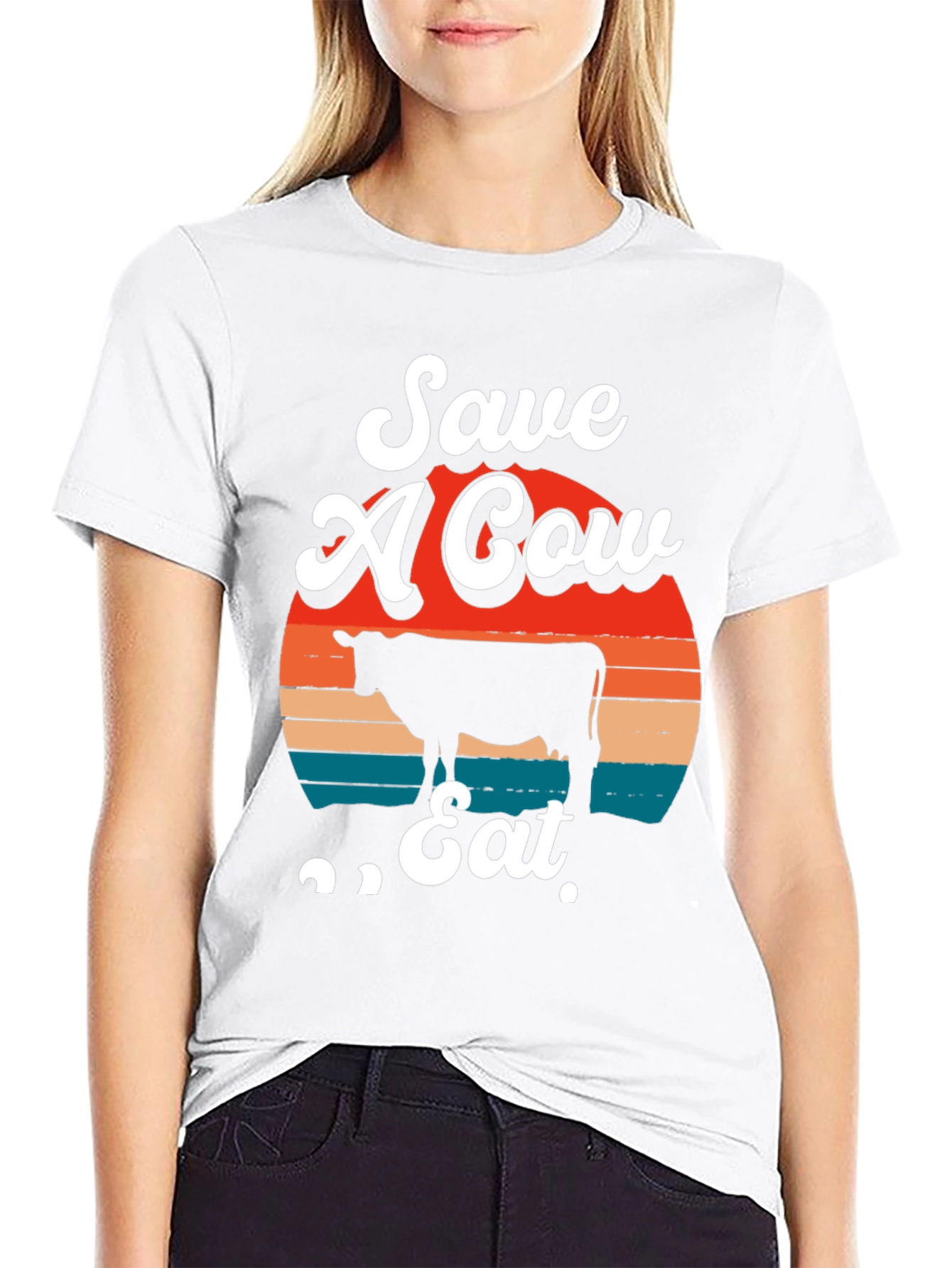 Save A Cow Eat Tee - Graphic Print T-Shirt