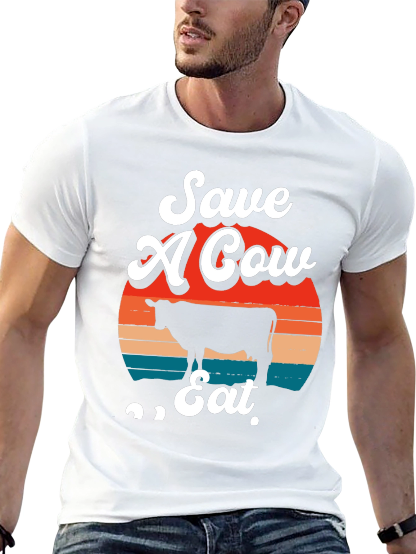 Save A Cow Eat Tee - Graphic Print T-Shirt