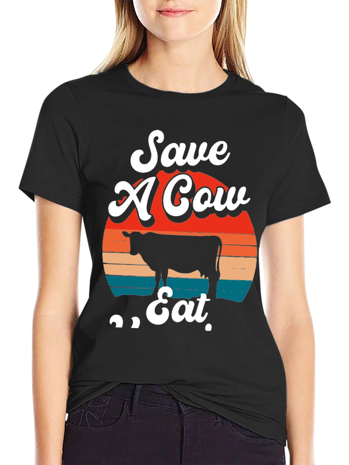 Save A Cow Eat Tee - Graphic Print T-Shirt
