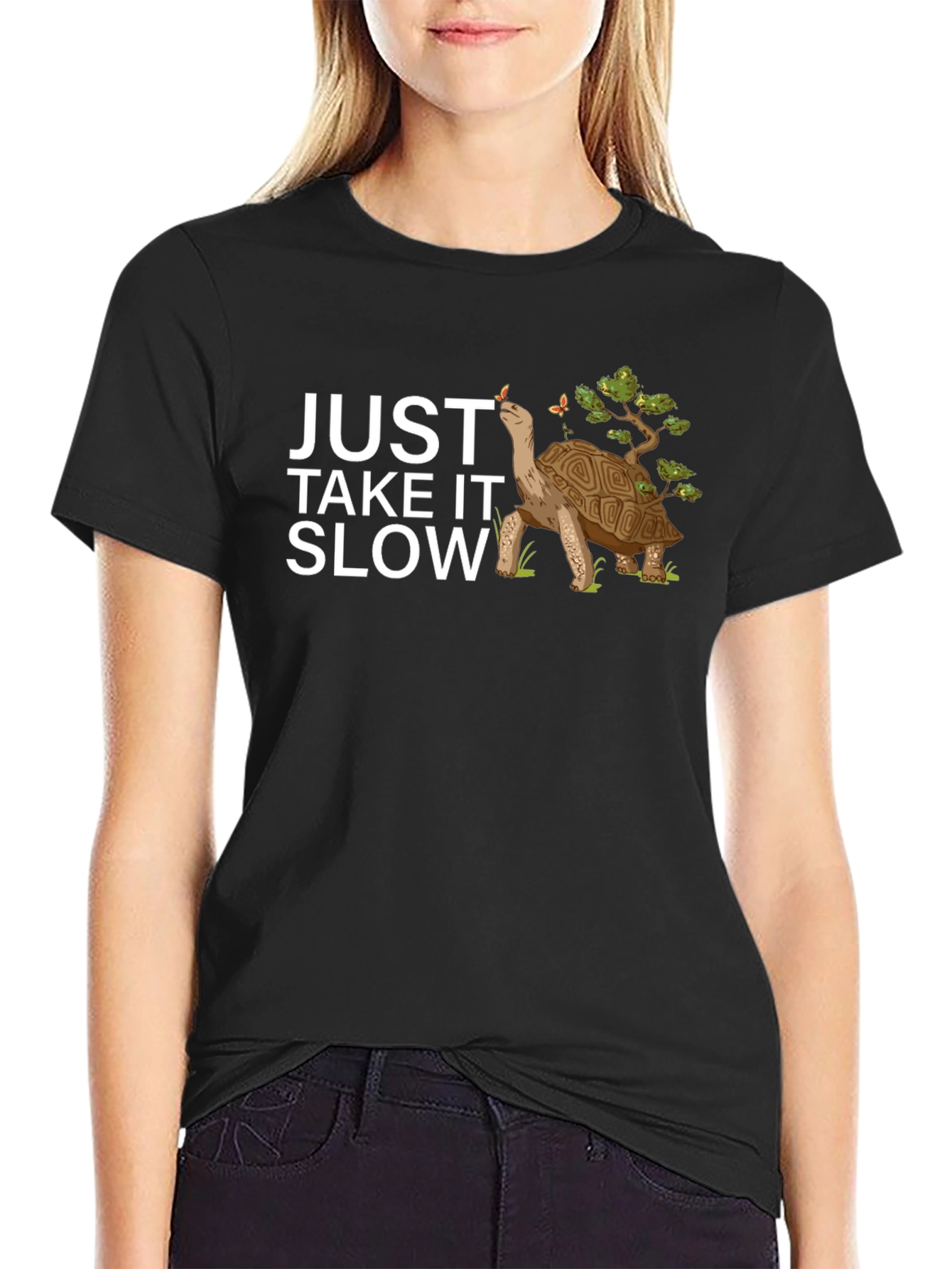 Just Take It Slow Turtle Black Graphic Tee