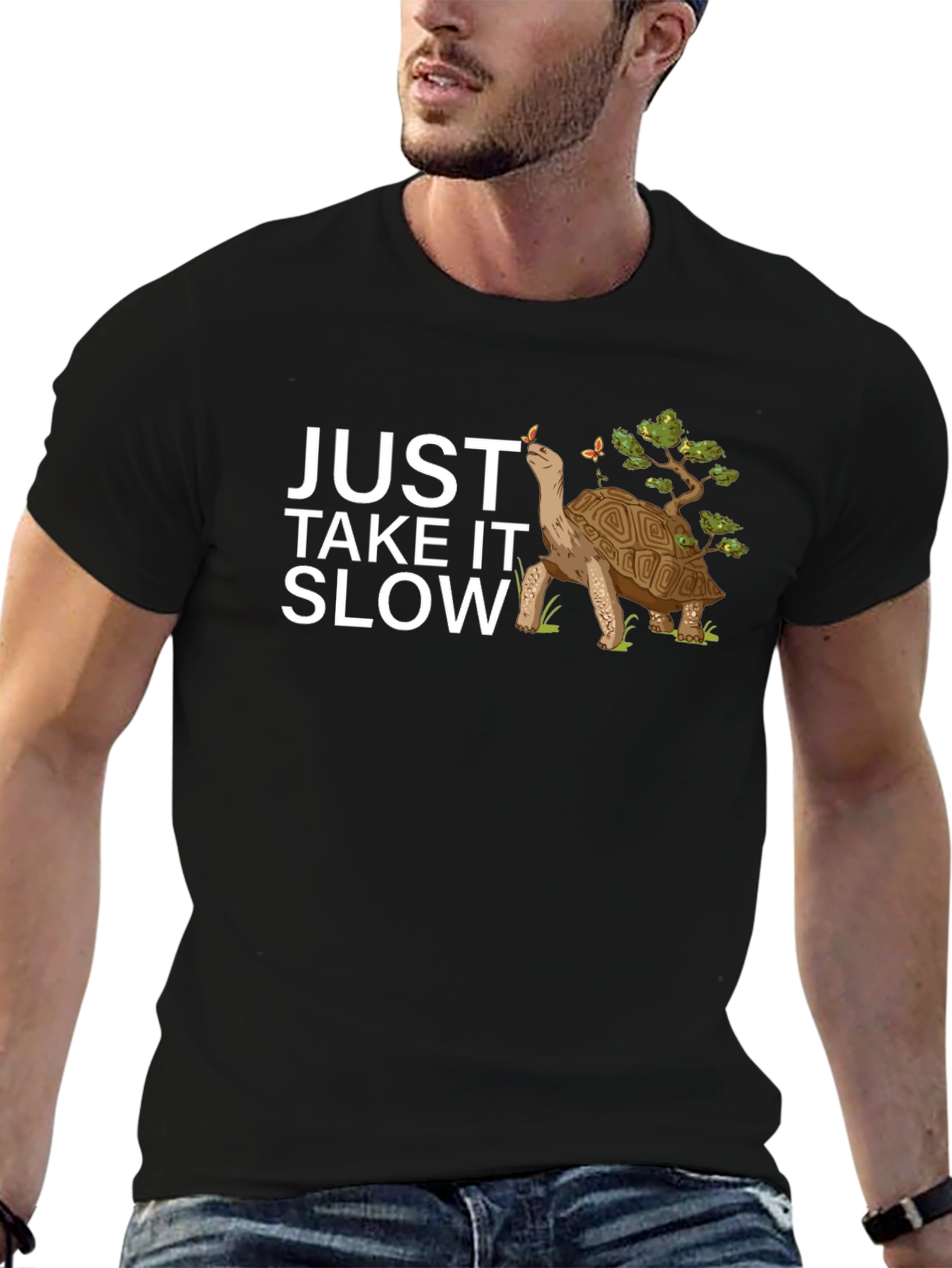 Just Take It Slow Turtle Black Graphic Tee