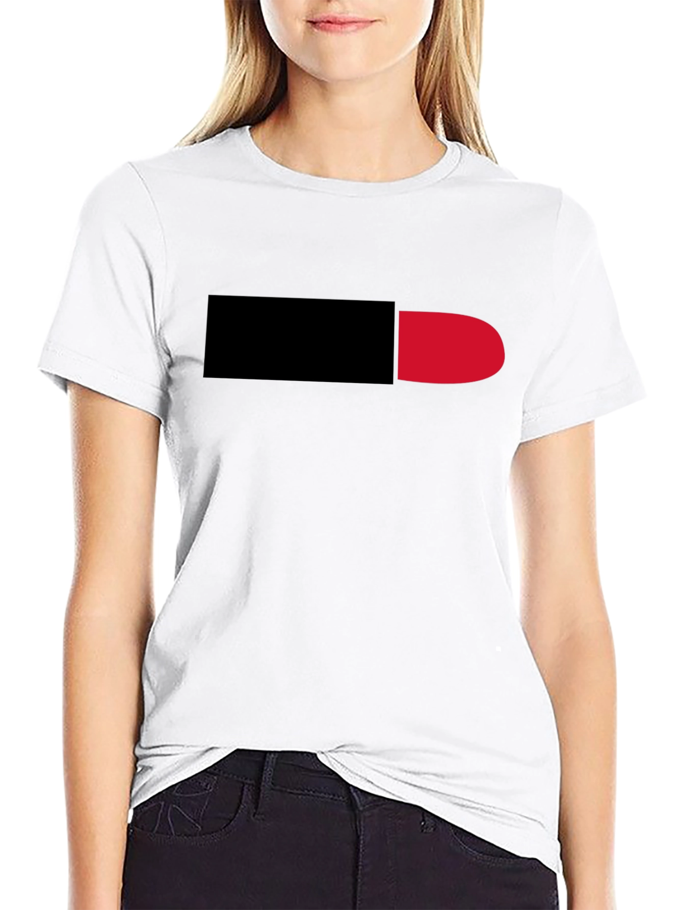 Black Tee with Red & Black Pill Graphic
