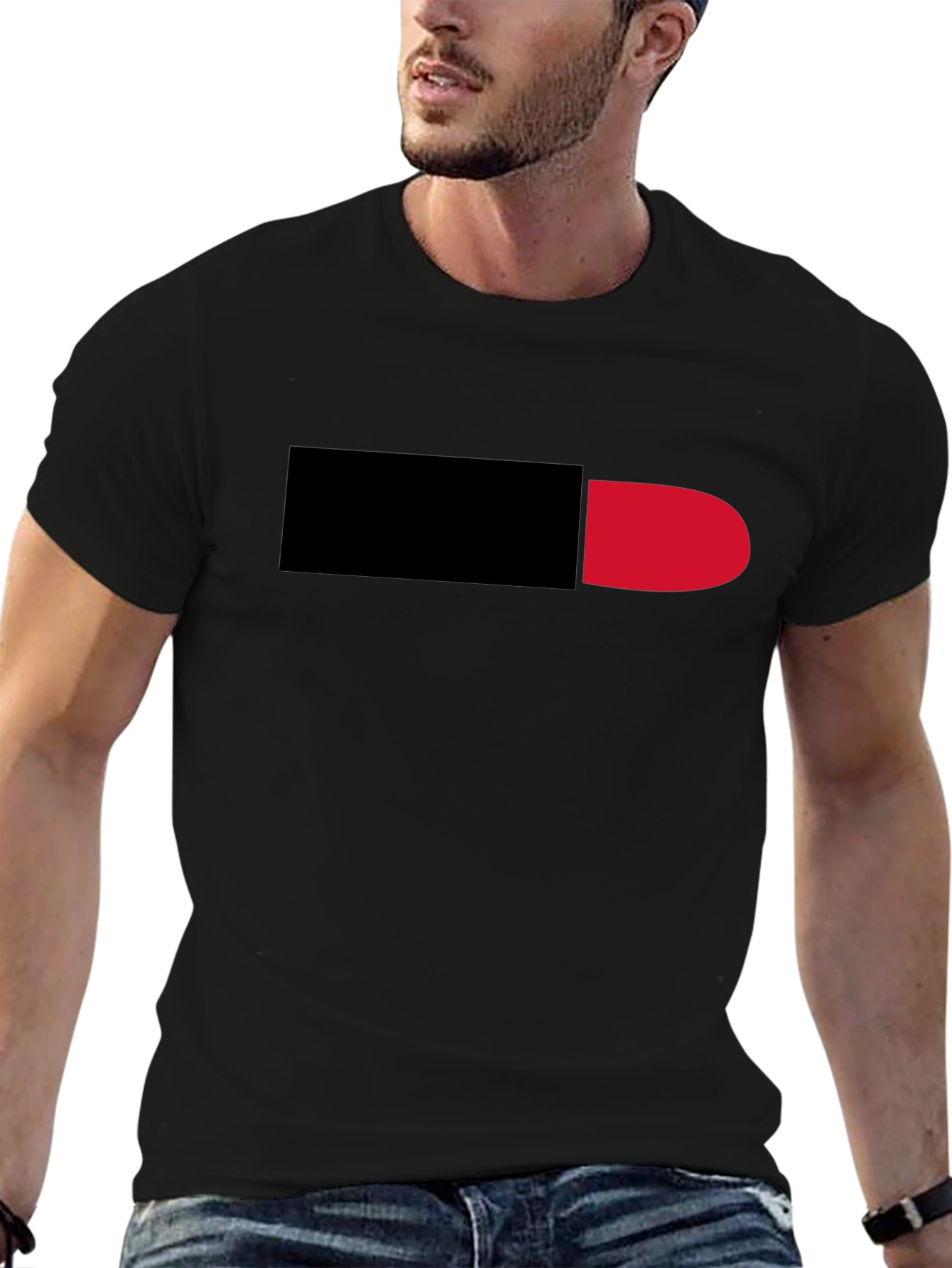 Black Tee with Red & Black Pill Graphic