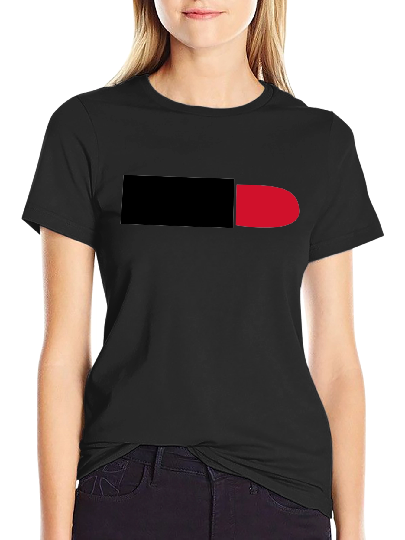 Black Tee with Red & Black Pill Graphic