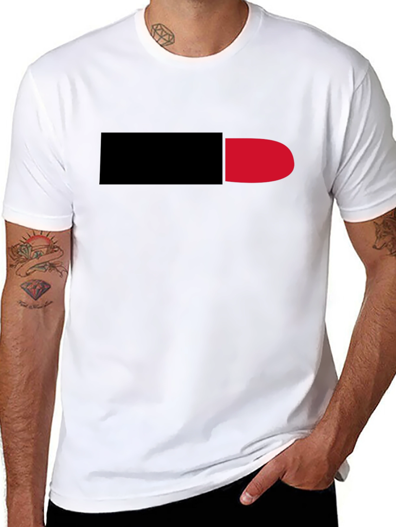 Black Tee with Red & Black Pill Graphic