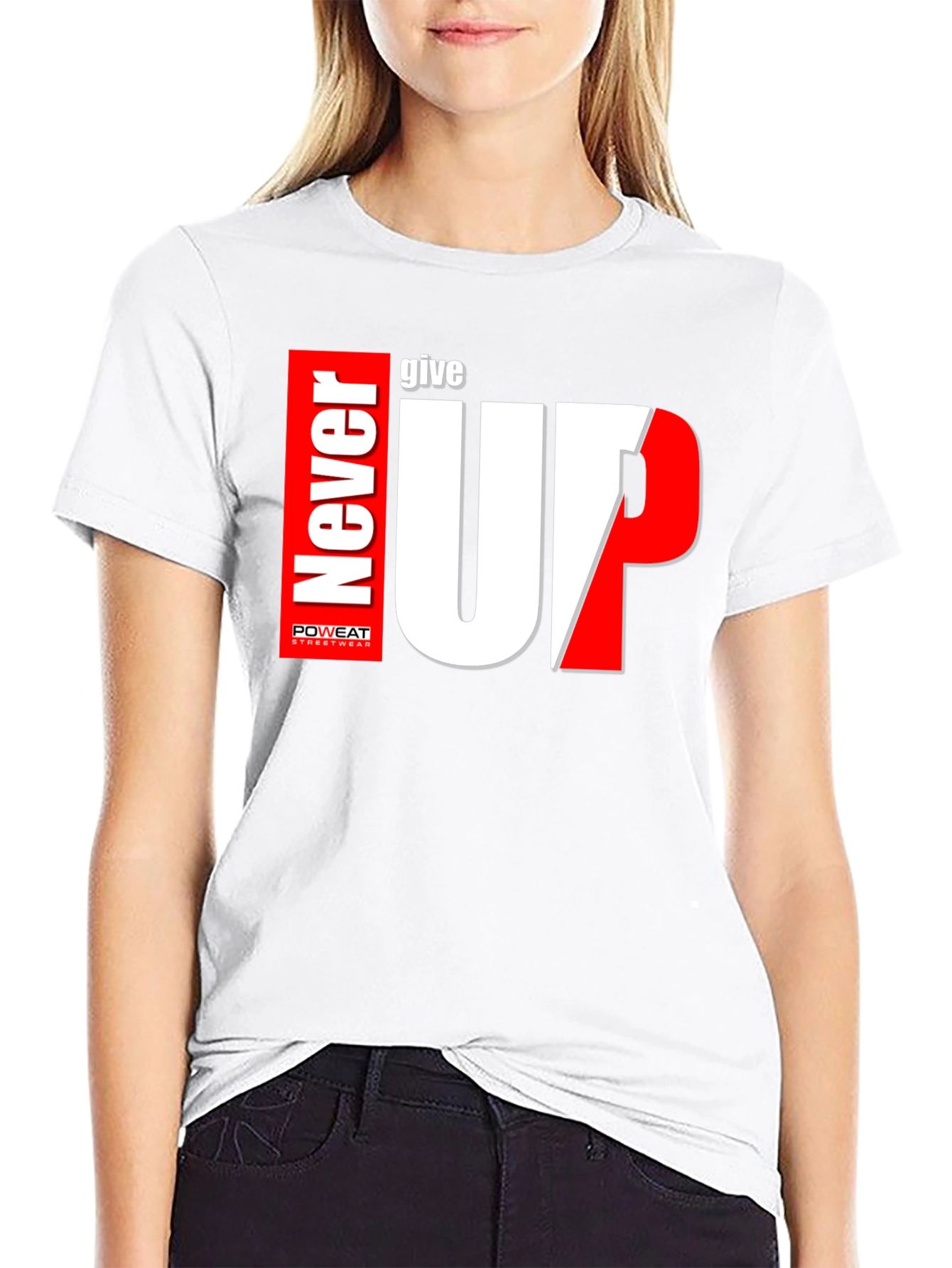 Never Give Up Black Graphic Tee