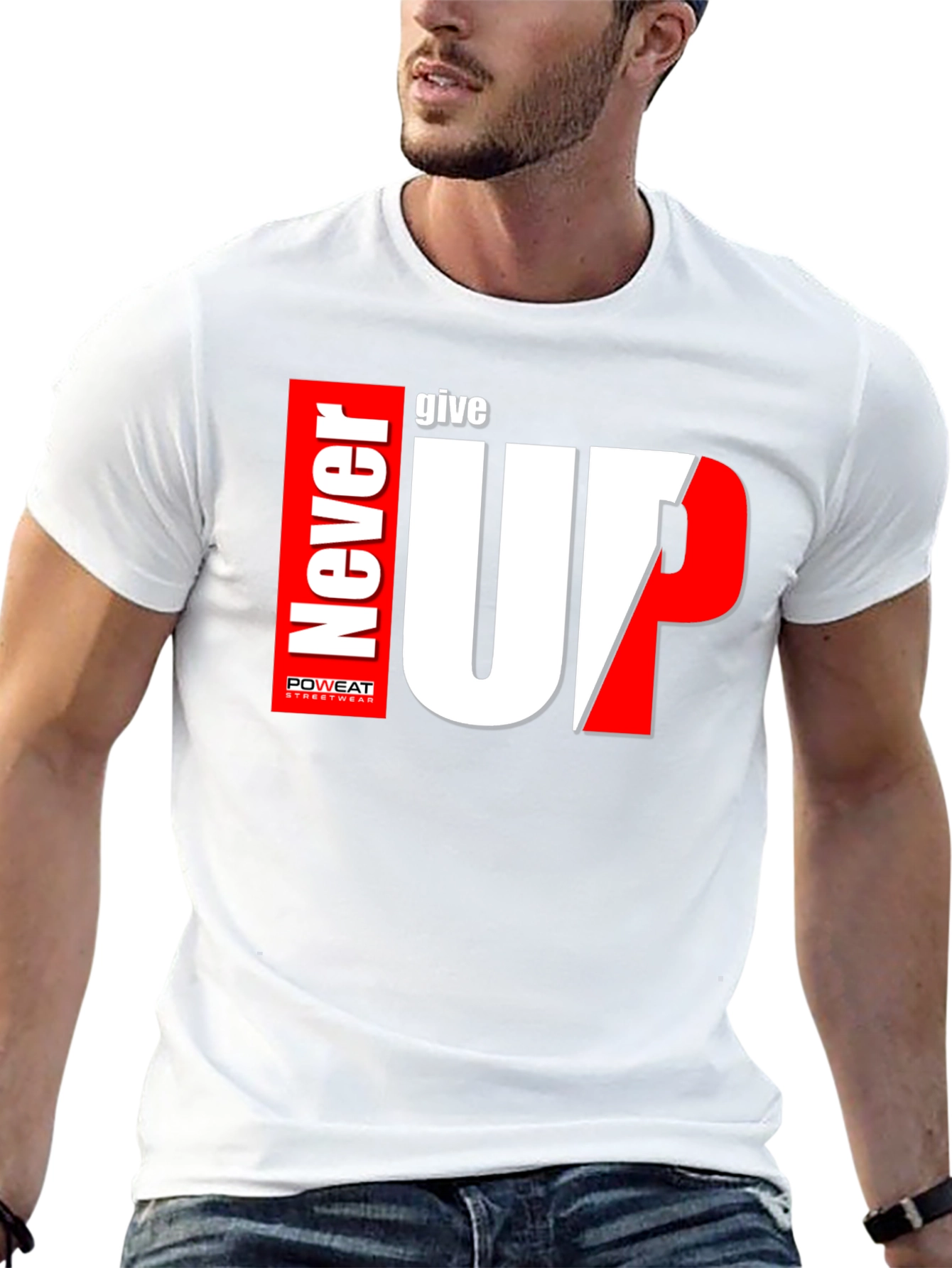 Never Give Up Black Graphic Tee