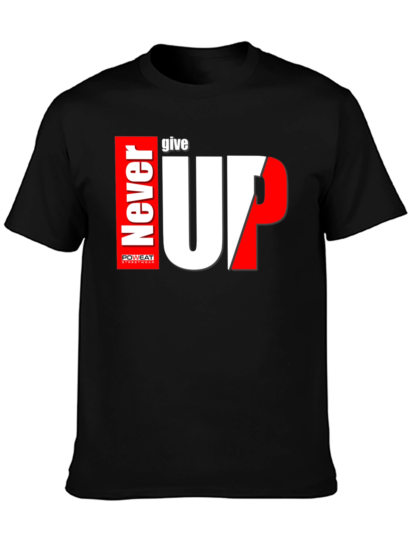 Never Give Up Black Graphic Tee