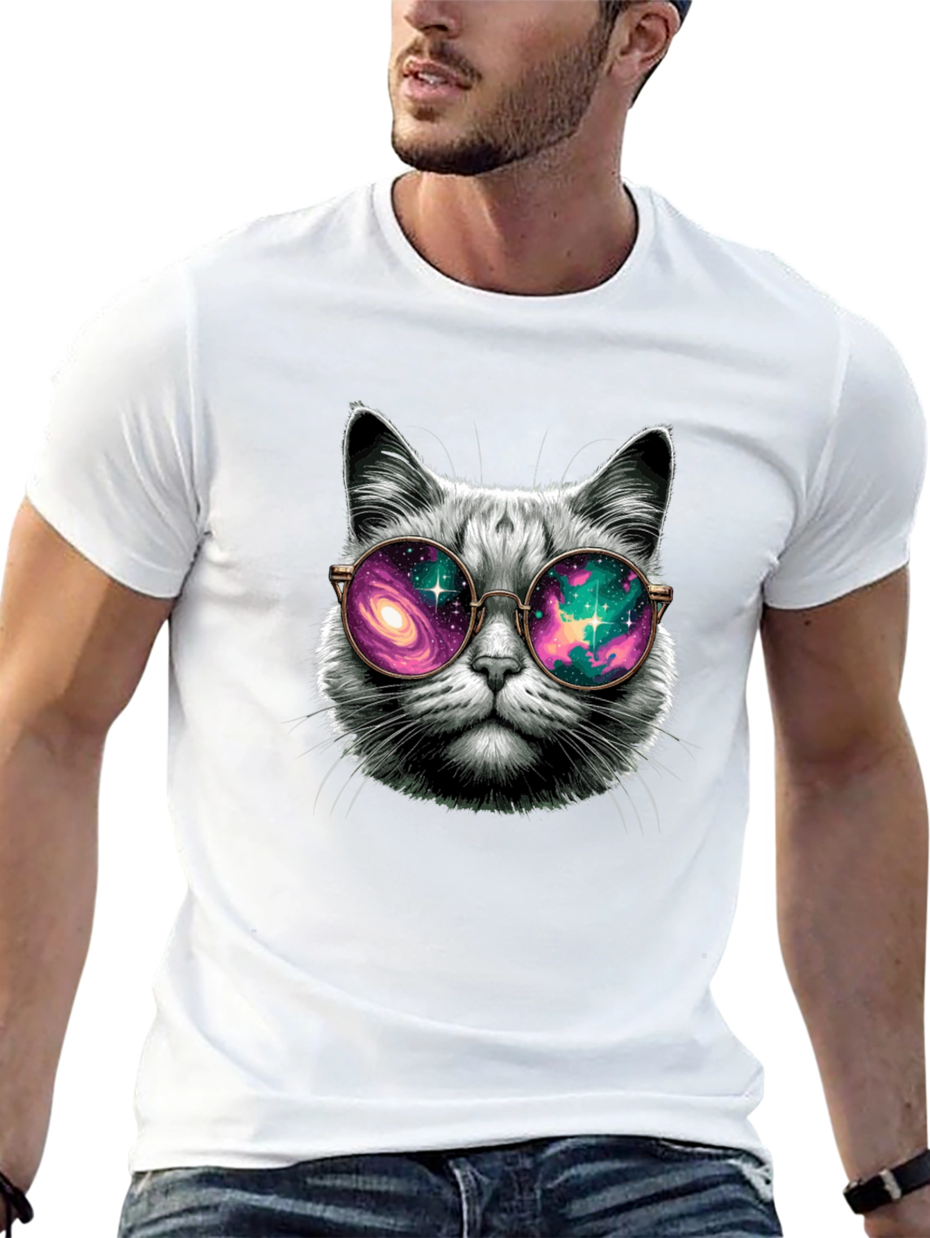 Cool Cat Galaxy Glasses T-Shirt
