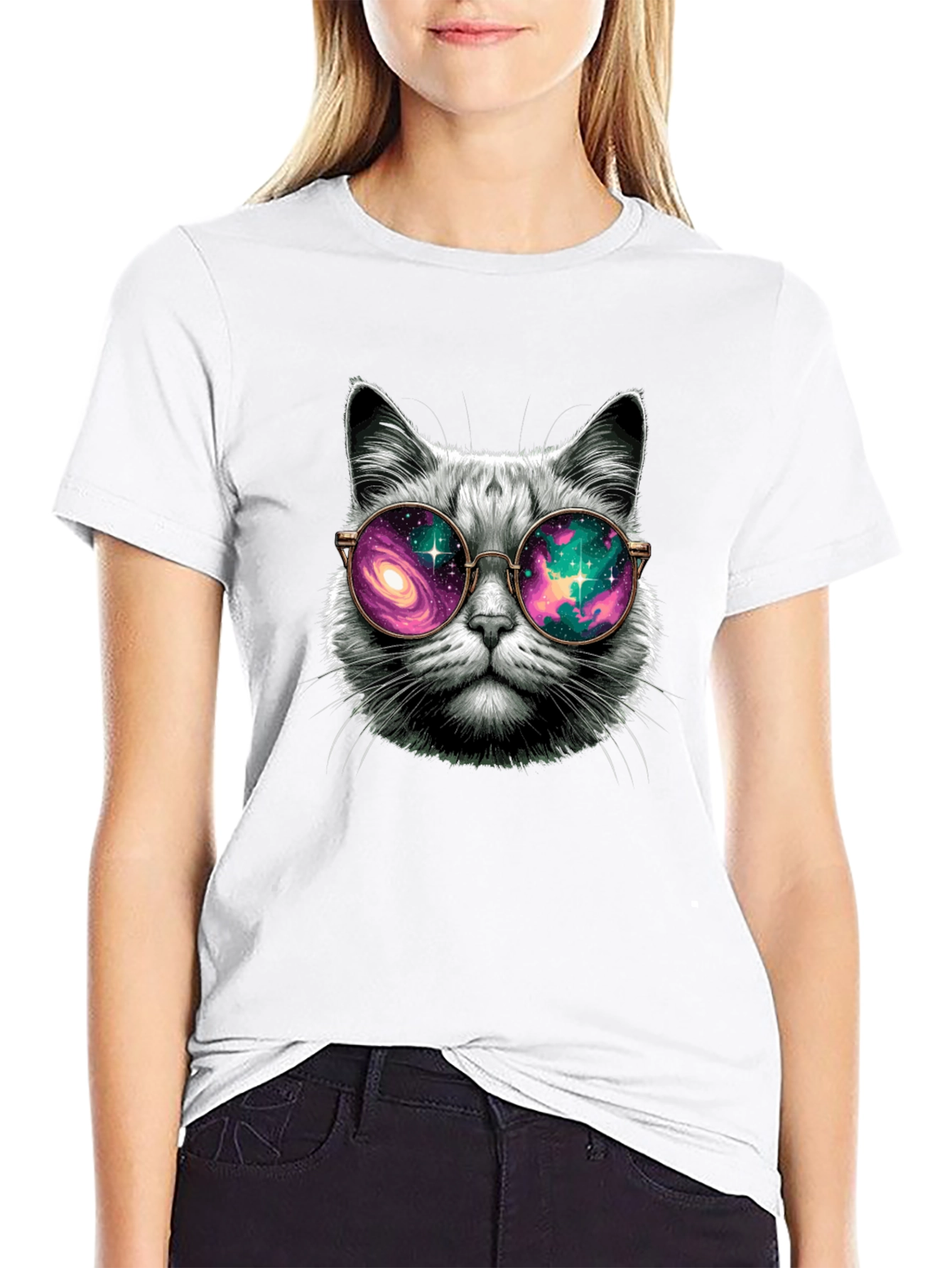 Cool Cat Galaxy Glasses T-Shirt