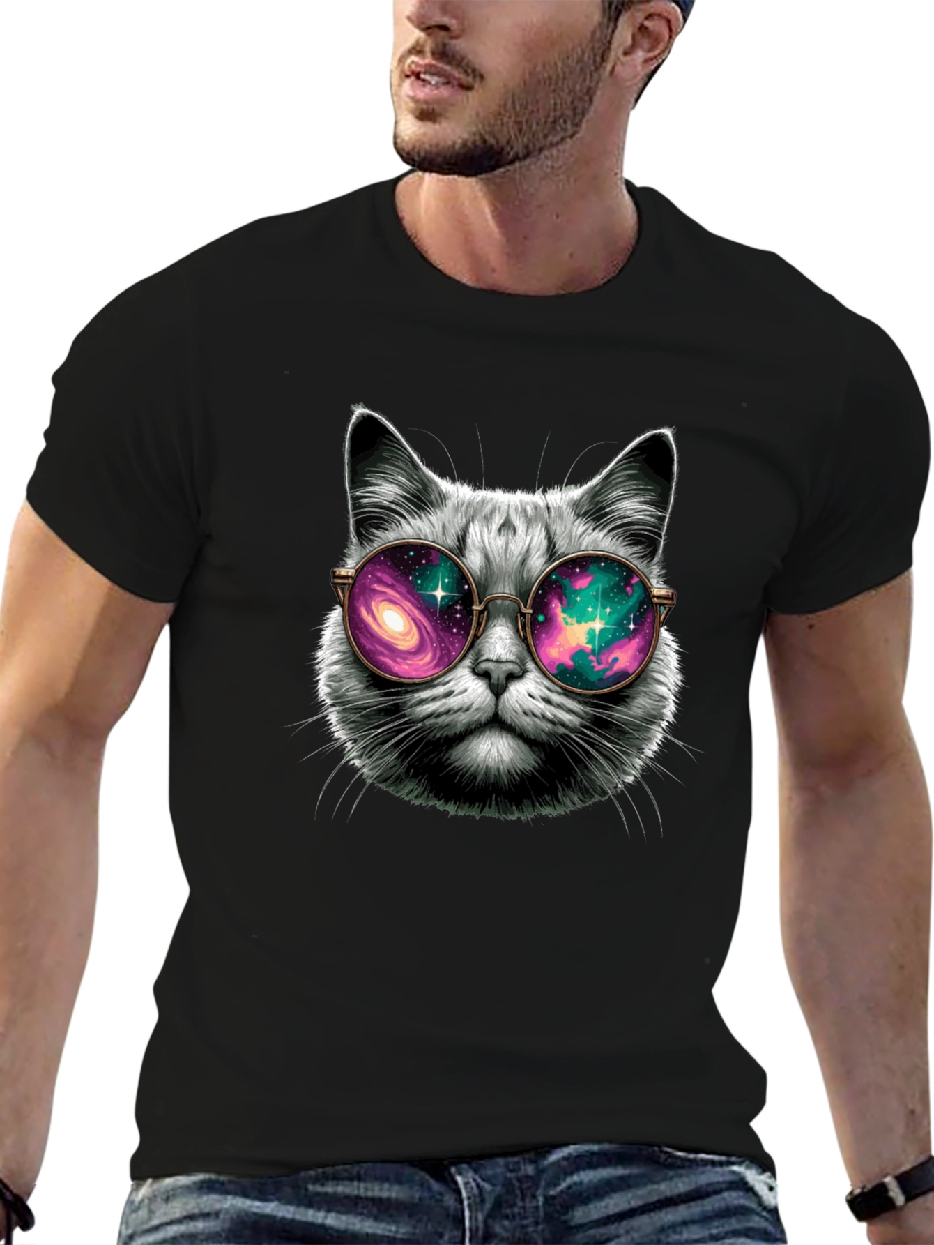 Cool Cat Galaxy Glasses T-Shirt