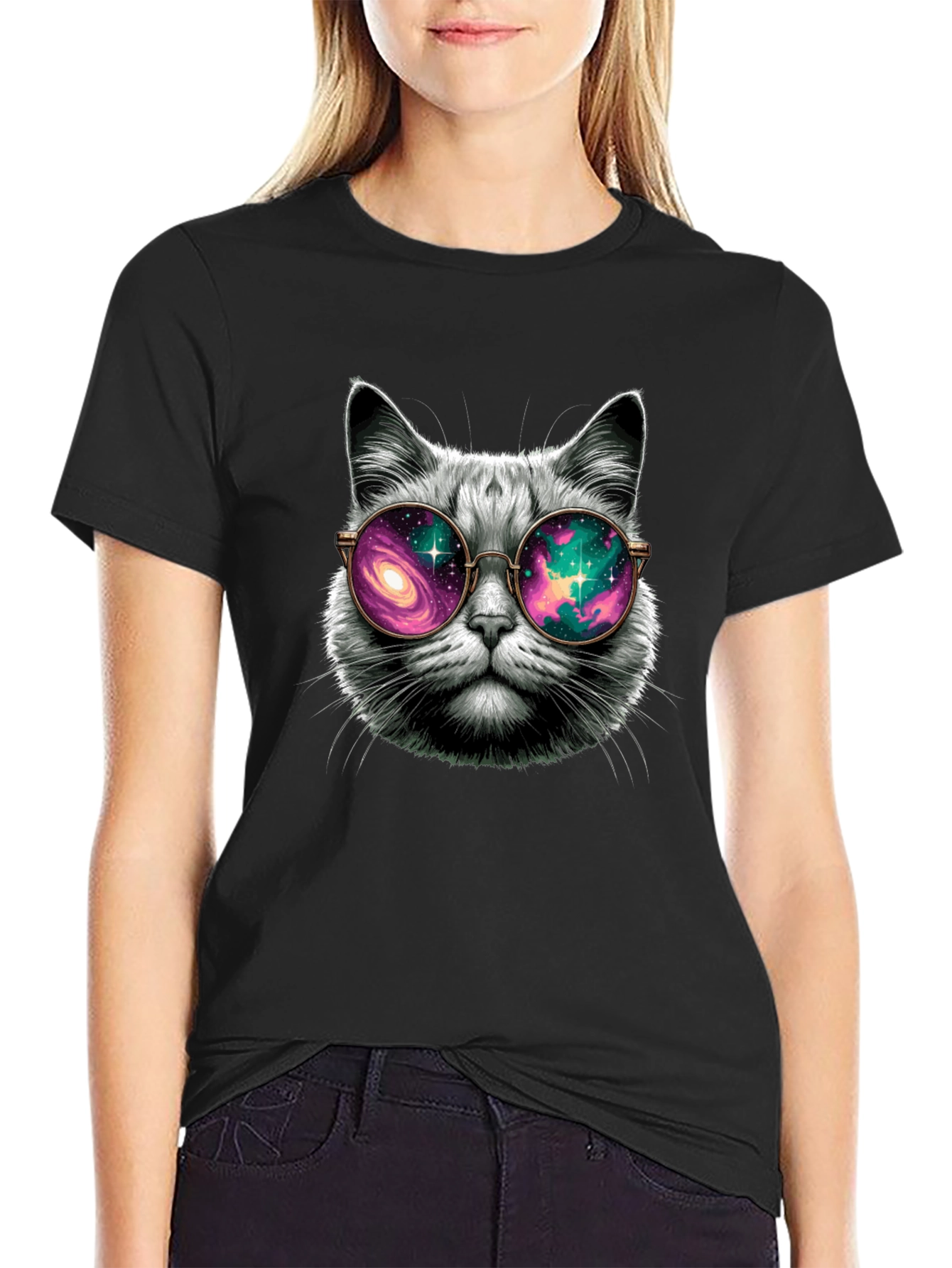 Cool Cat Galaxy Glasses T-Shirt