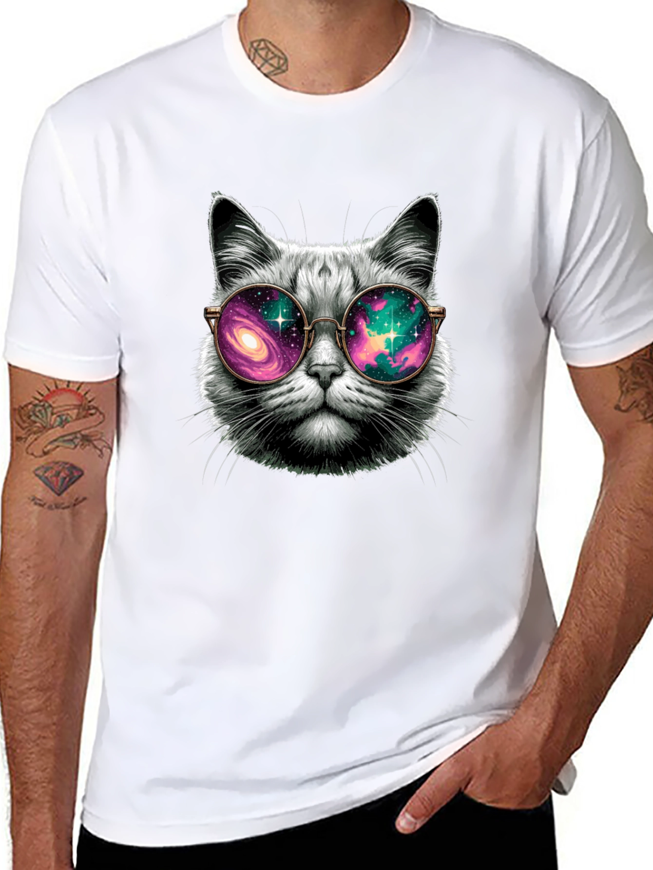 Cool Cat Galaxy Glasses T-Shirt