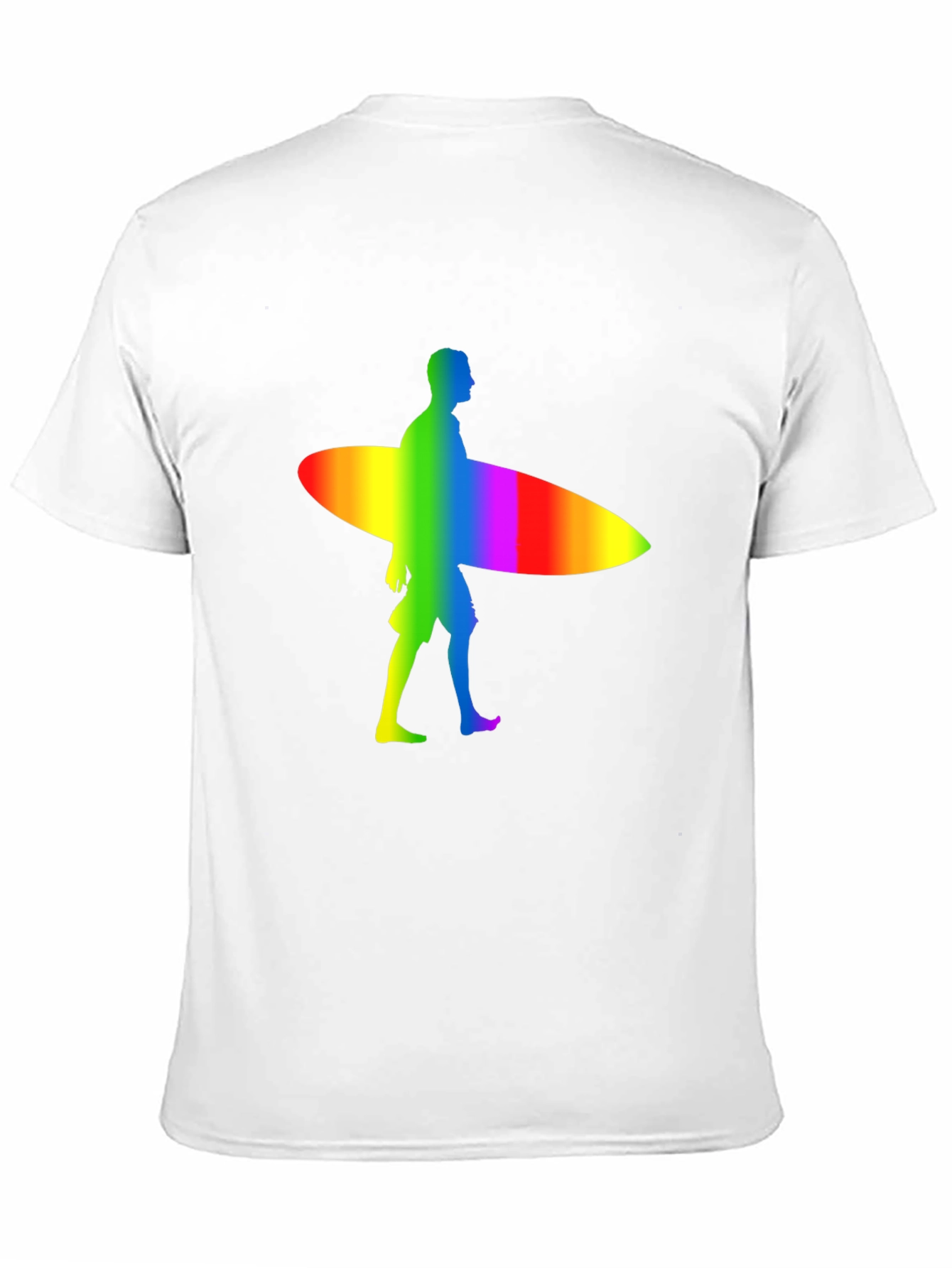 Rainbow Surfer Graphic Tee - Black Cotton Comfort