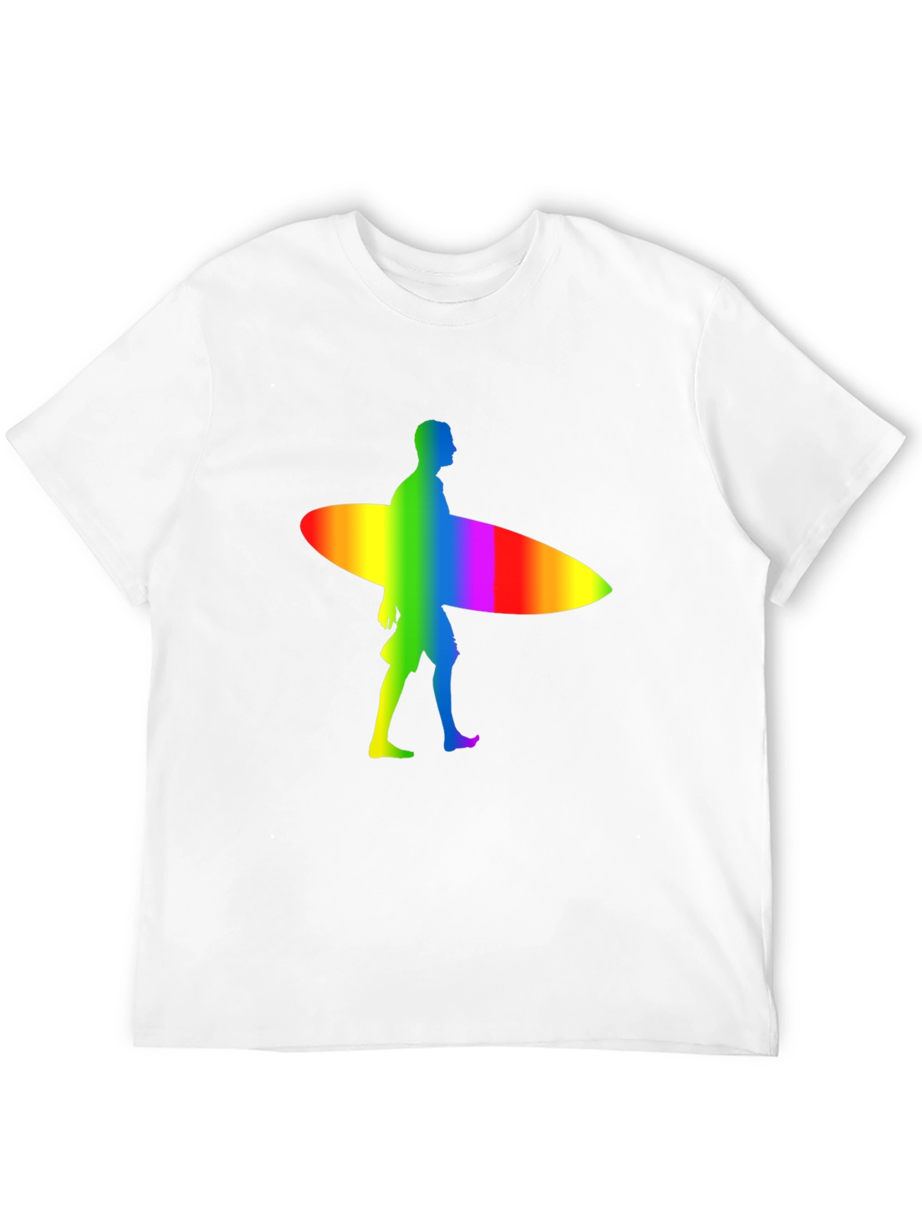 Rainbow Surfer Graphic Tee - Black Cotton Comfort