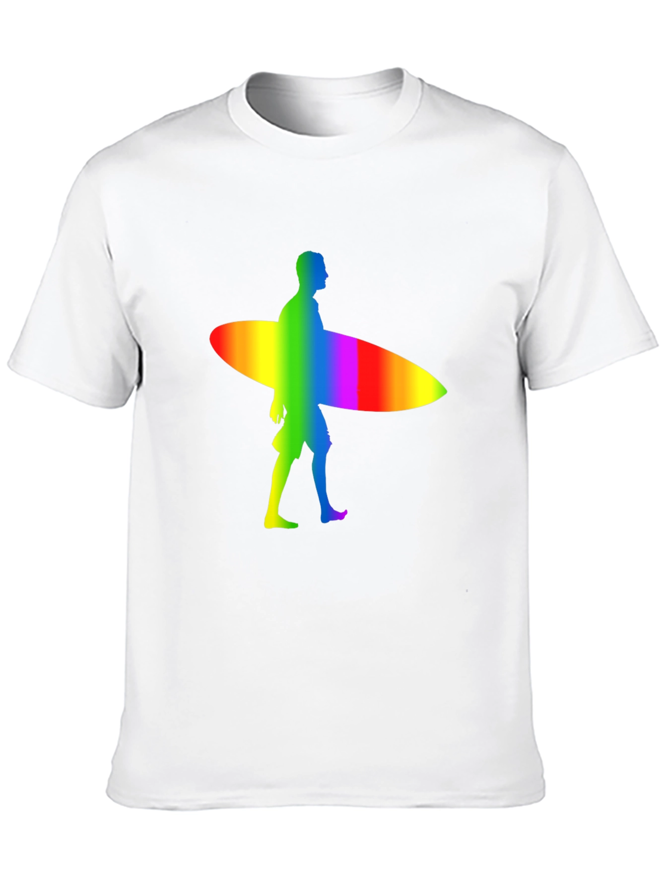 Rainbow Surfer Graphic Tee - Black Cotton Comfort