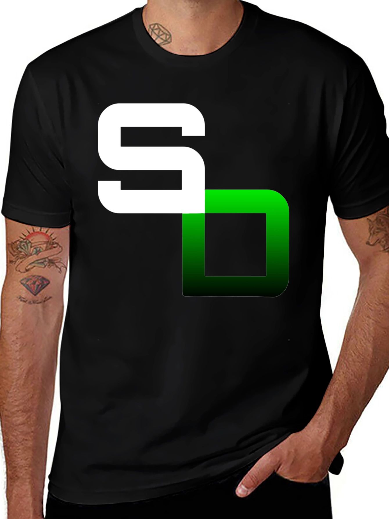 Modern Graphic Tee - S Logo Black T-Shirt