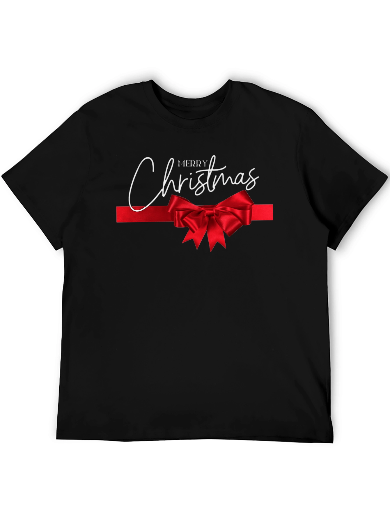 Merry Christmas T-Shirt with Red Ribbon Bow