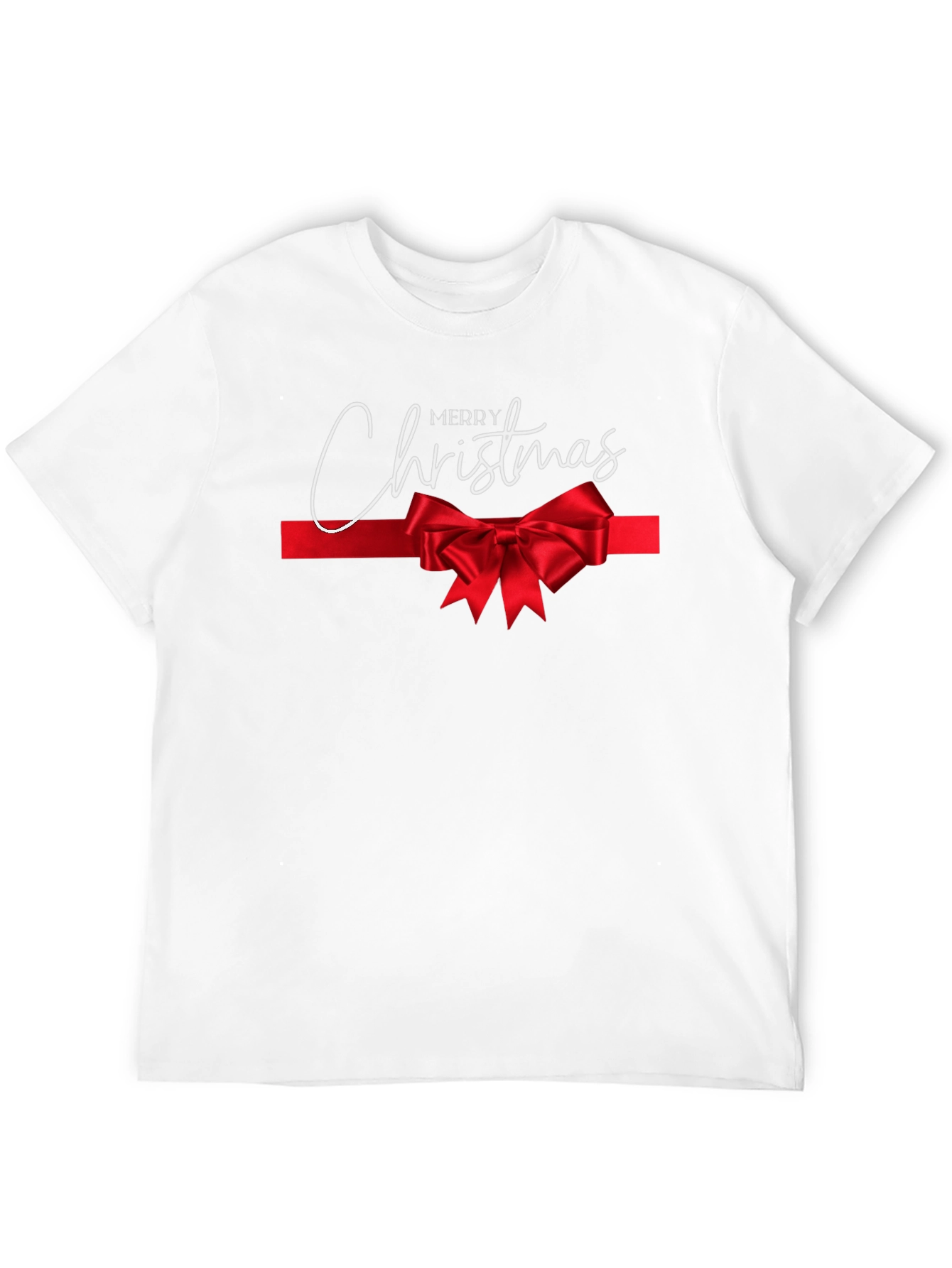 Merry Christmas T-Shirt with Red Ribbon Bow