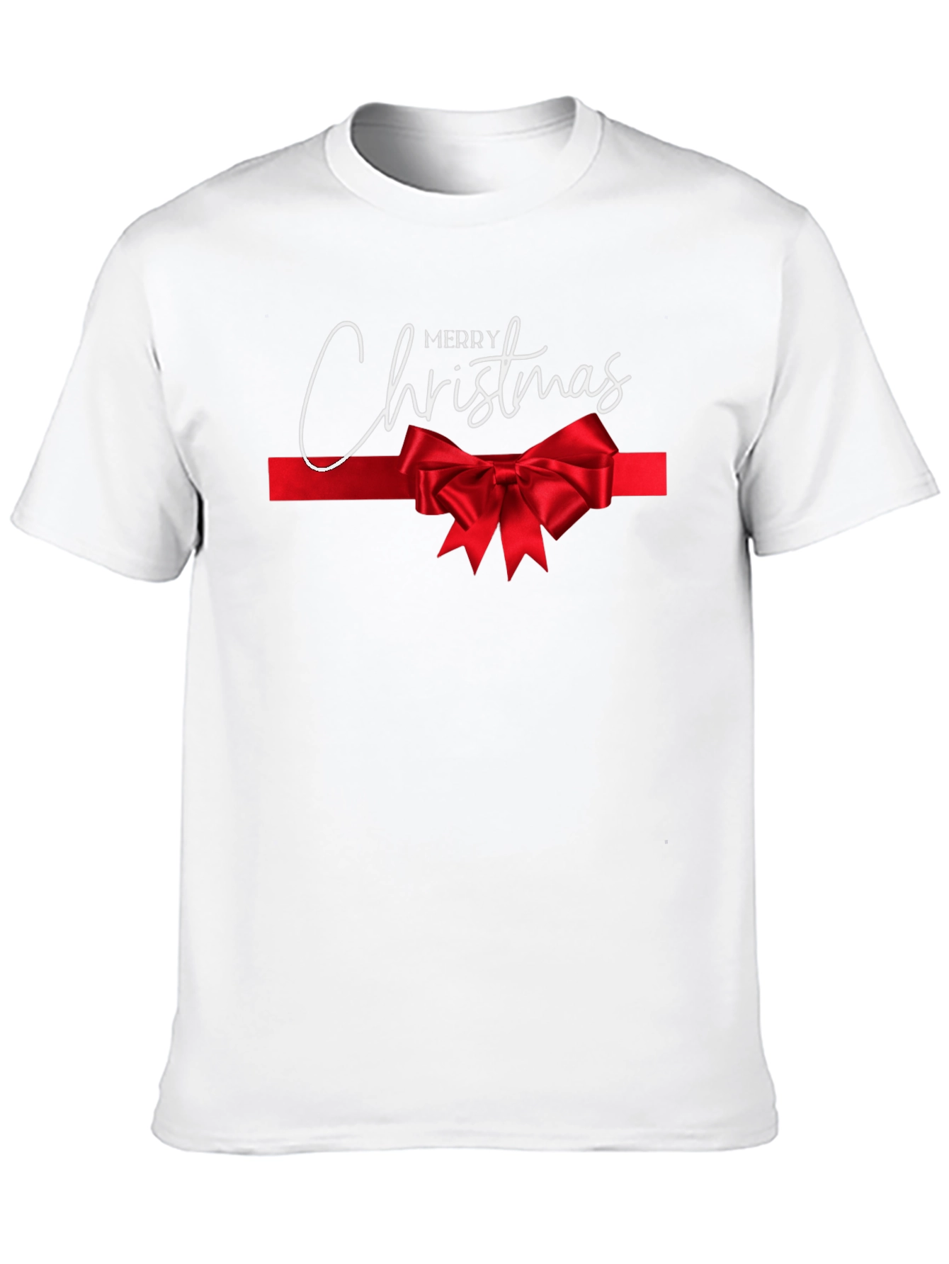 Merry Christmas T-Shirt with Red Ribbon Bow
