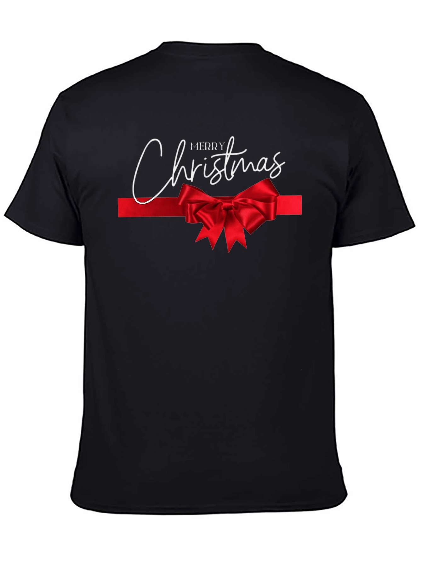 Merry Christmas T-Shirt with Red Ribbon Bow