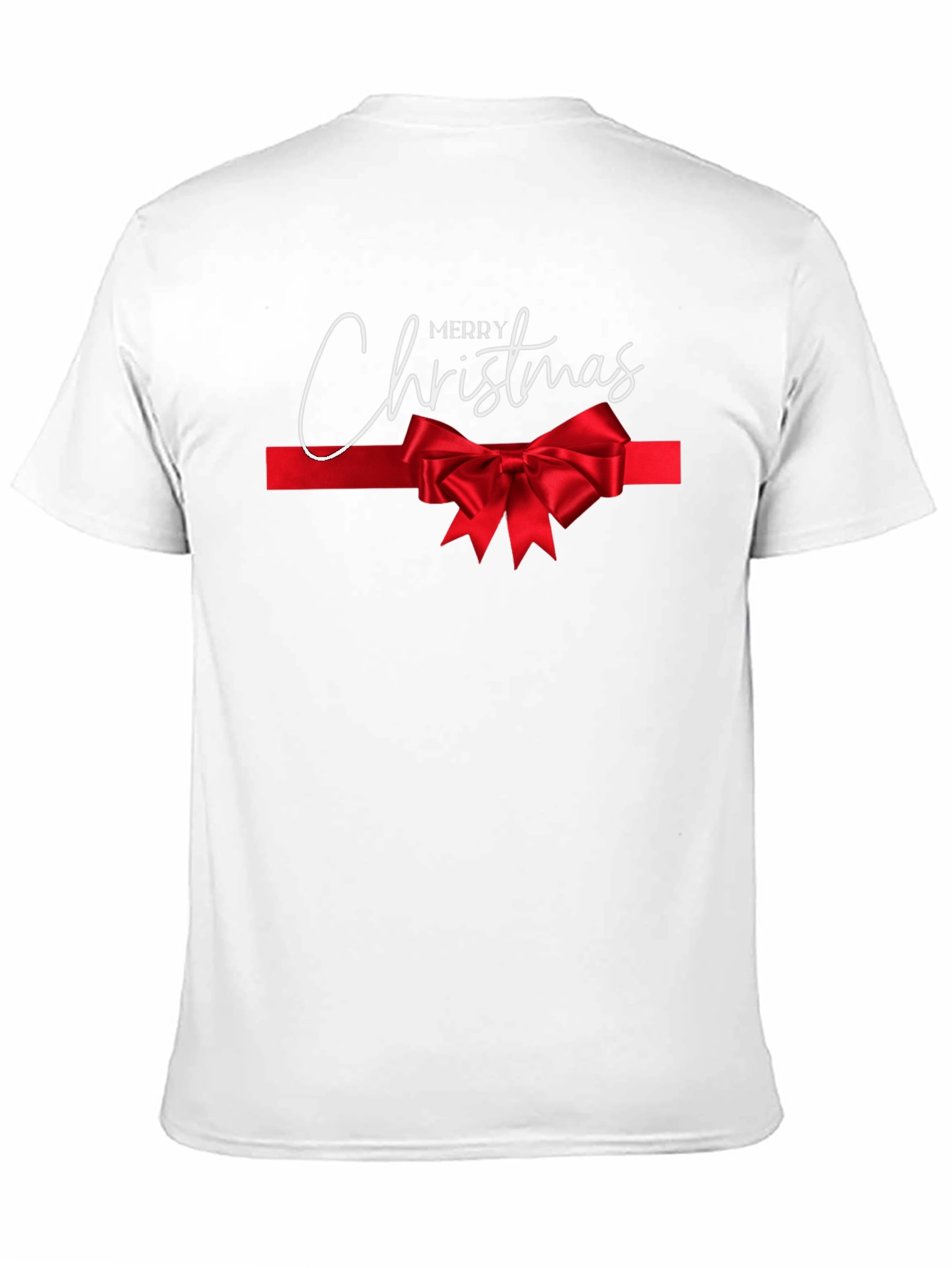 Merry Christmas T-Shirt with Red Ribbon Bow