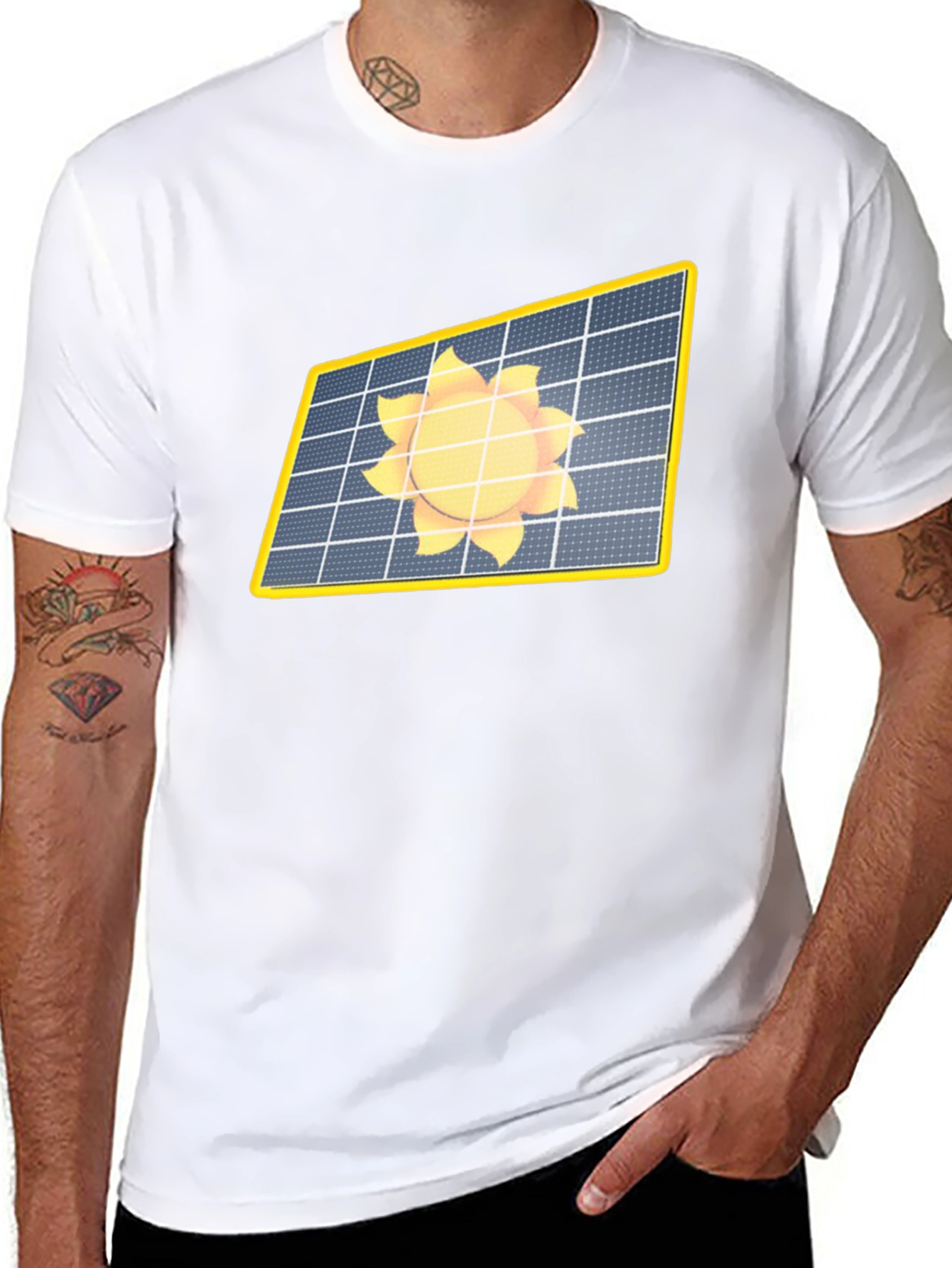 Solar Panel Sun Graphic Black T-Shirt