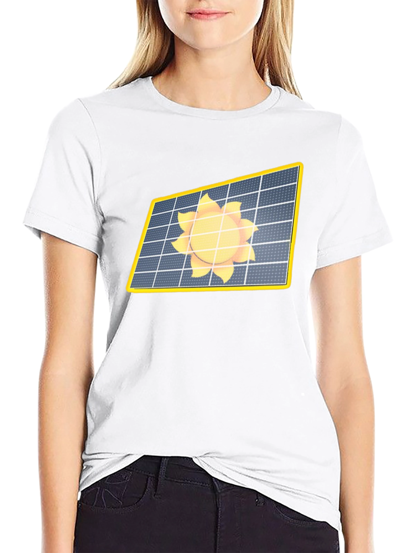 Solar Panel Sun Graphic Black T-Shirt