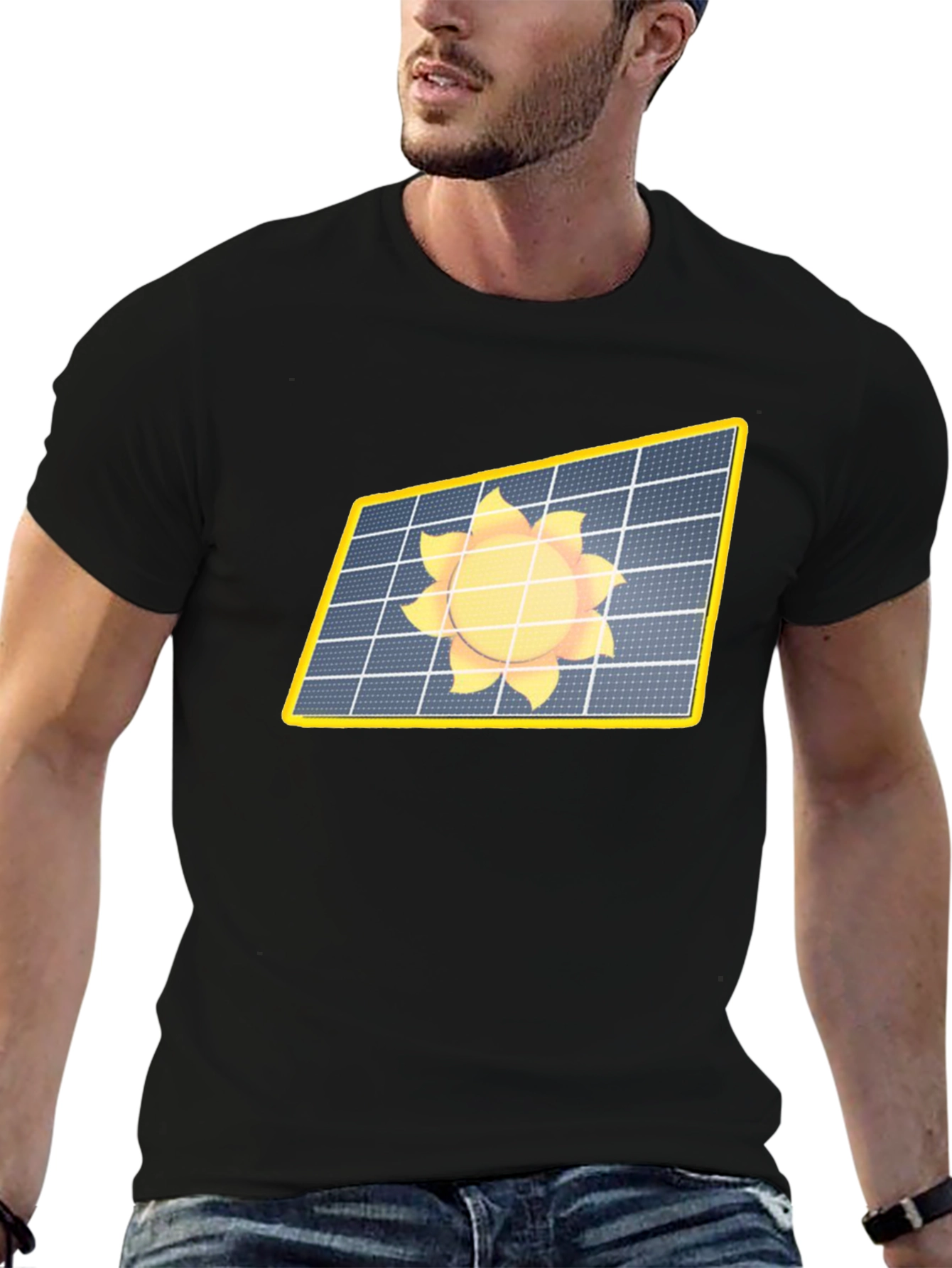 Solar Panel Sun Graphic Black T-Shirt