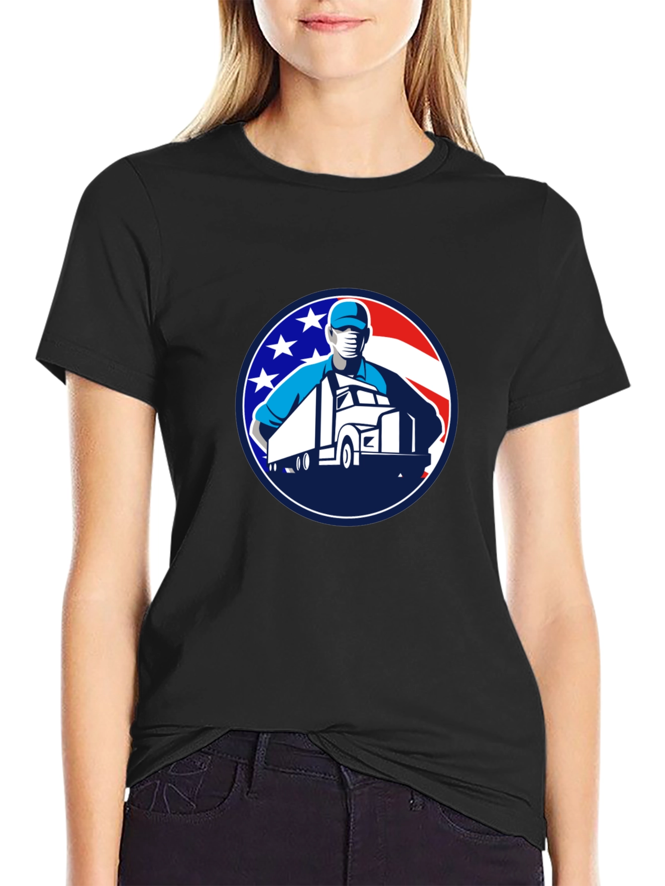 Trucker Pride Graphic Tee - Black Crew Neck T-Shirt