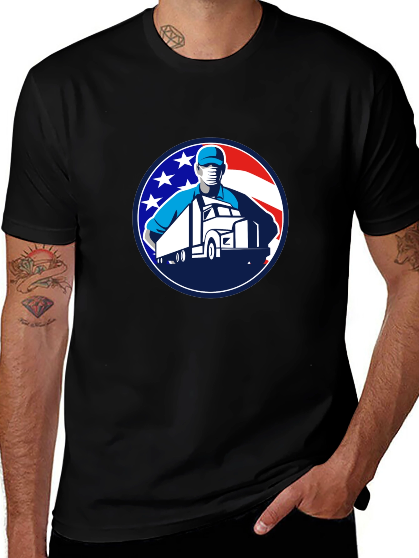 Trucker Pride Graphic Tee - Black Crew Neck T-Shirt