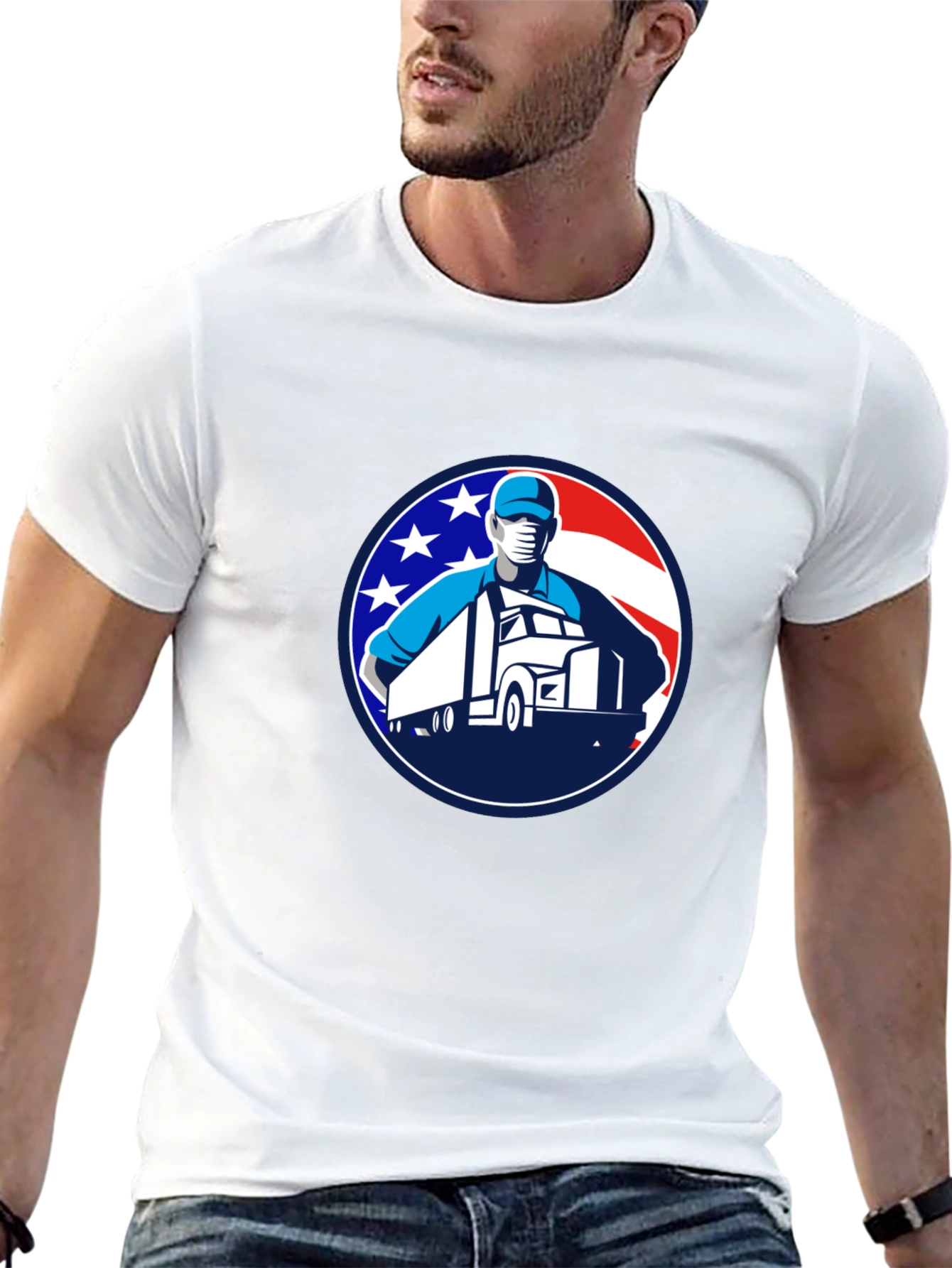 Trucker Pride Graphic Tee - Black Crew Neck T-Shirt