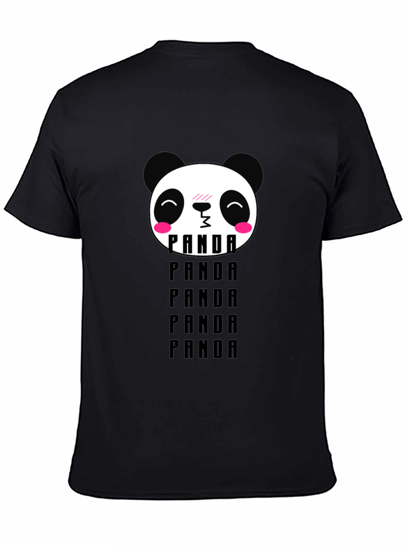 Cute Panda Head Graphic T-Shirt - Black