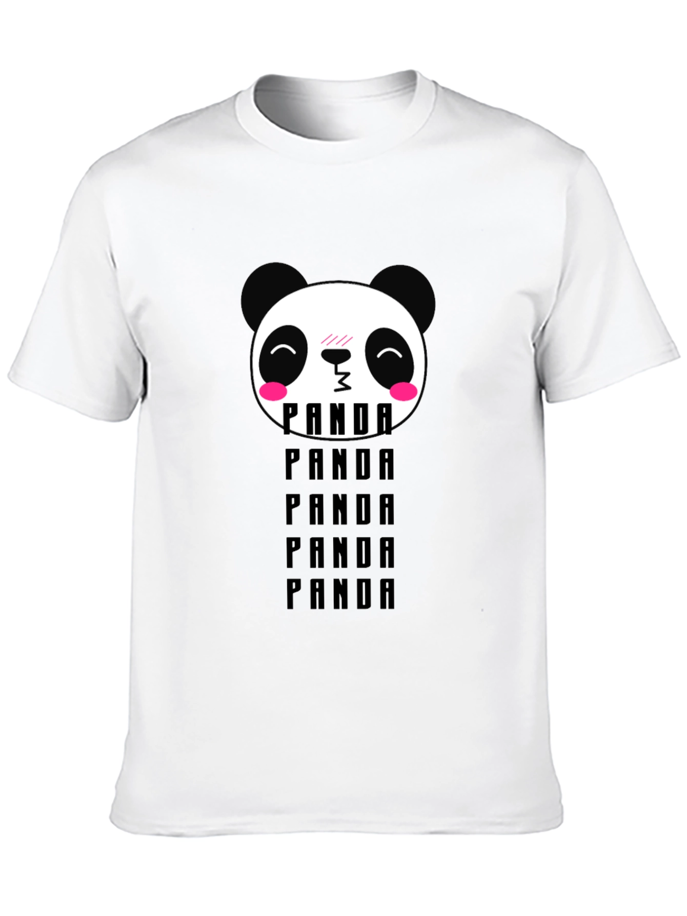 Cute Panda Head Graphic T-Shirt - Black
