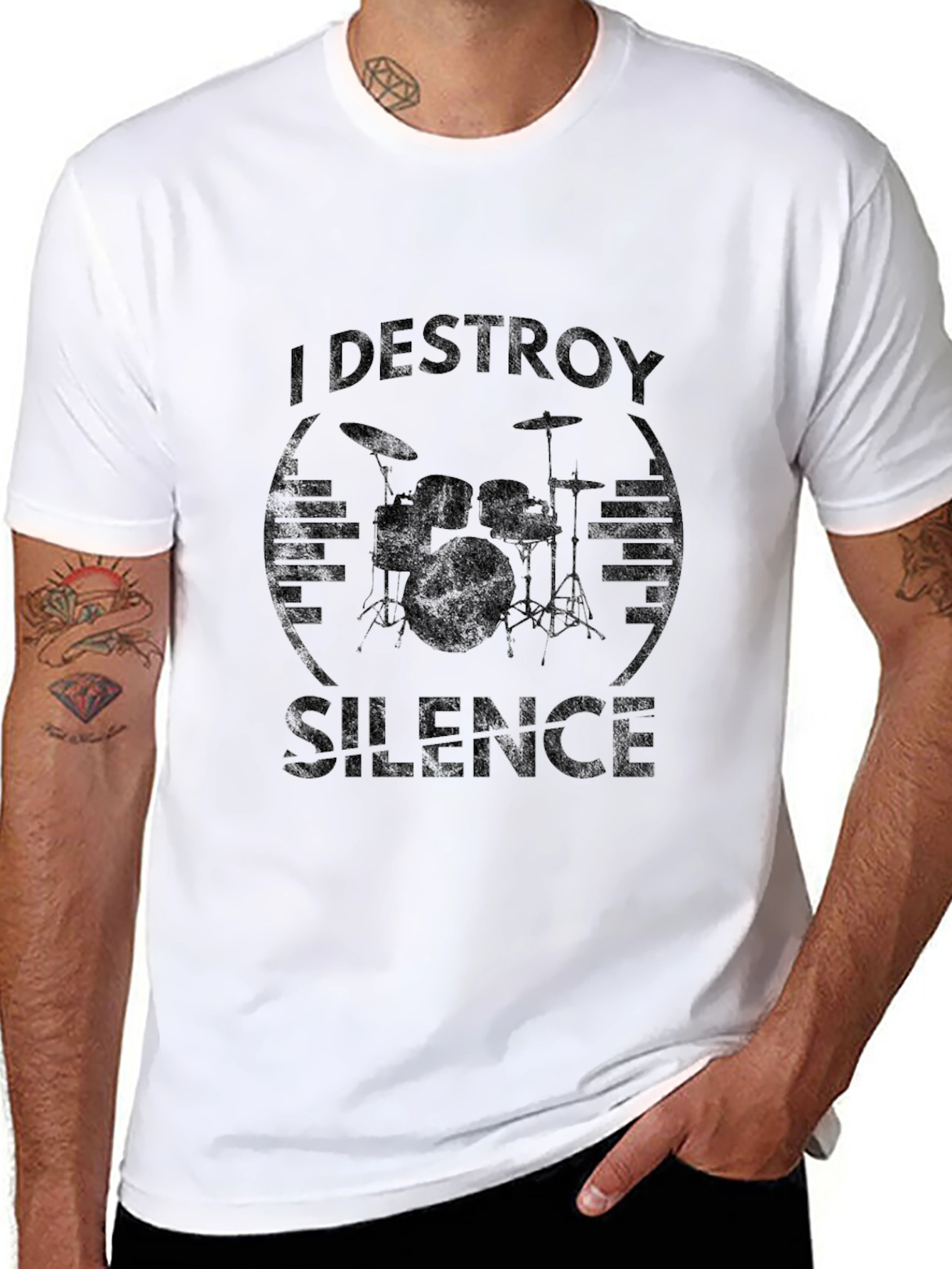 I Destroy Silence Drummer T-Shirt - Black