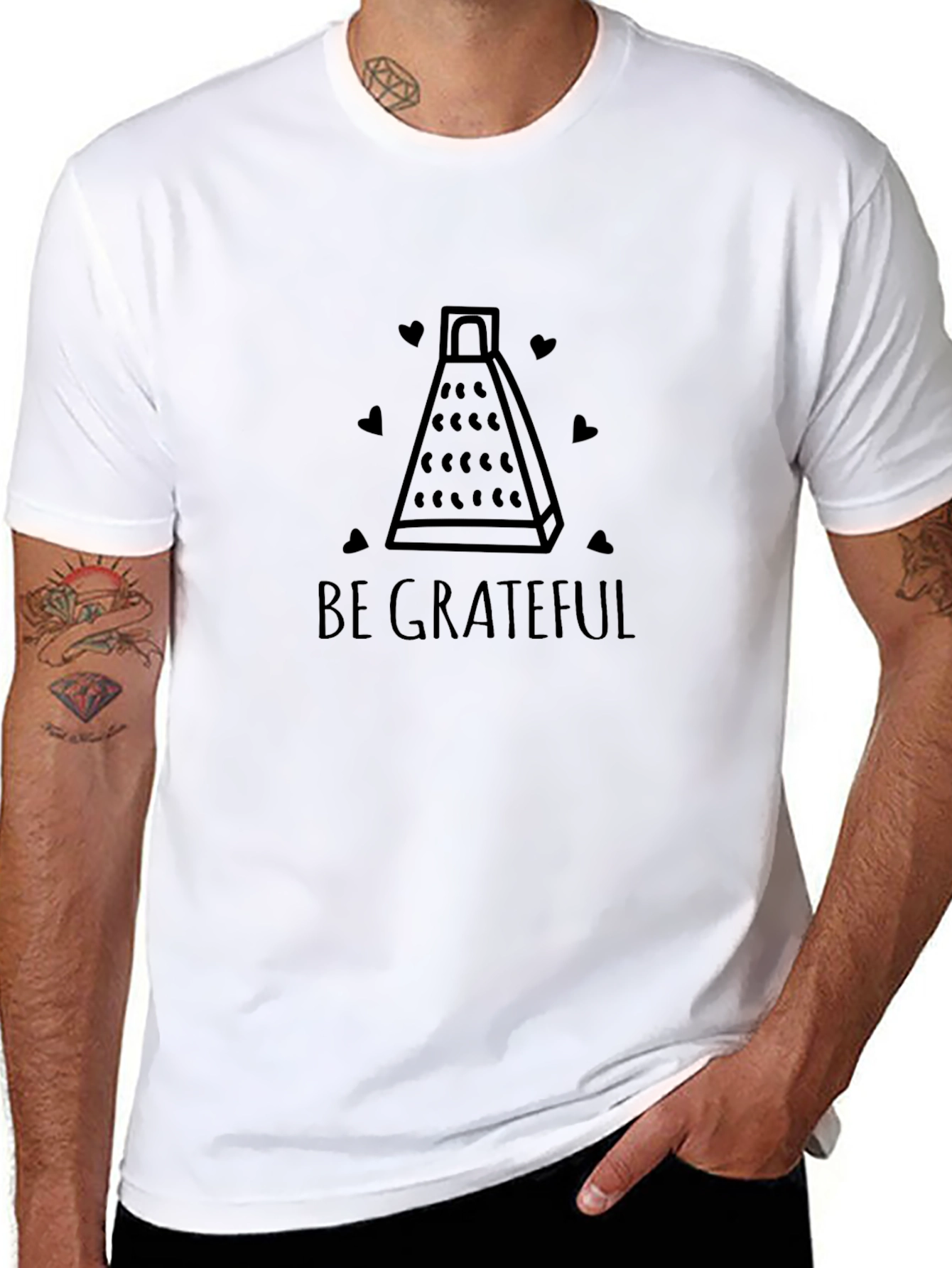 Be Grateful Cheese Grater Graphic Tee - Black