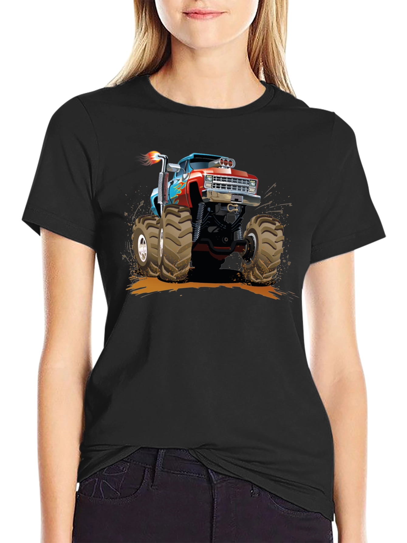 Monster Truck Graphic Tee - Black Cotton T-Shirt
