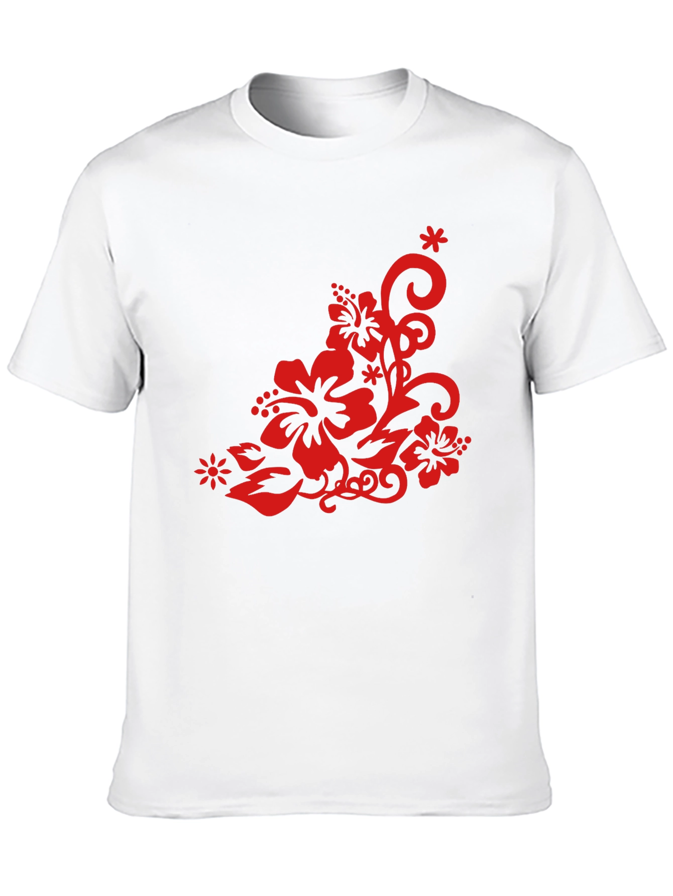 Black T-Shirt with Red Floral Design