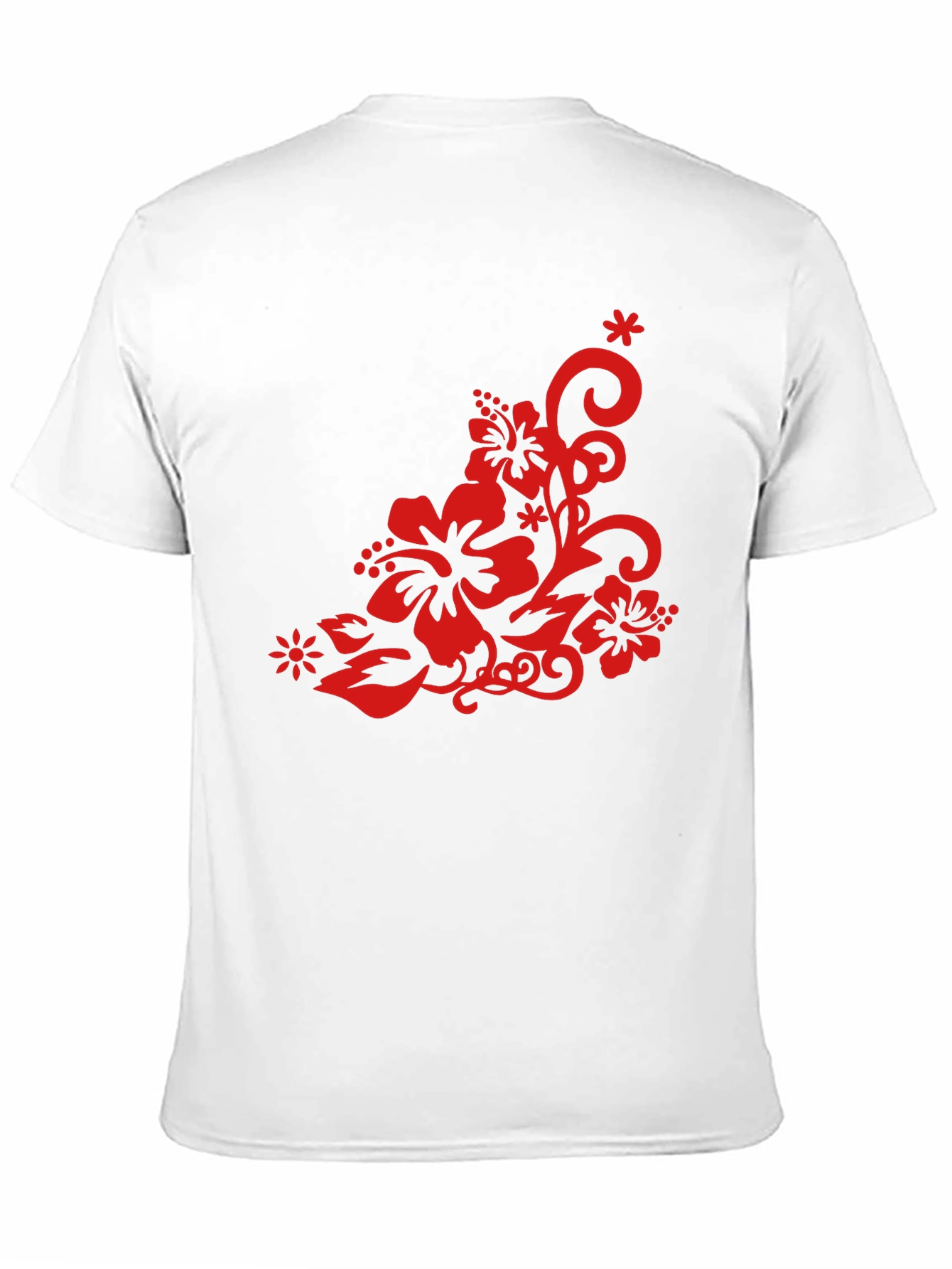Black T-Shirt with Red Floral Design
