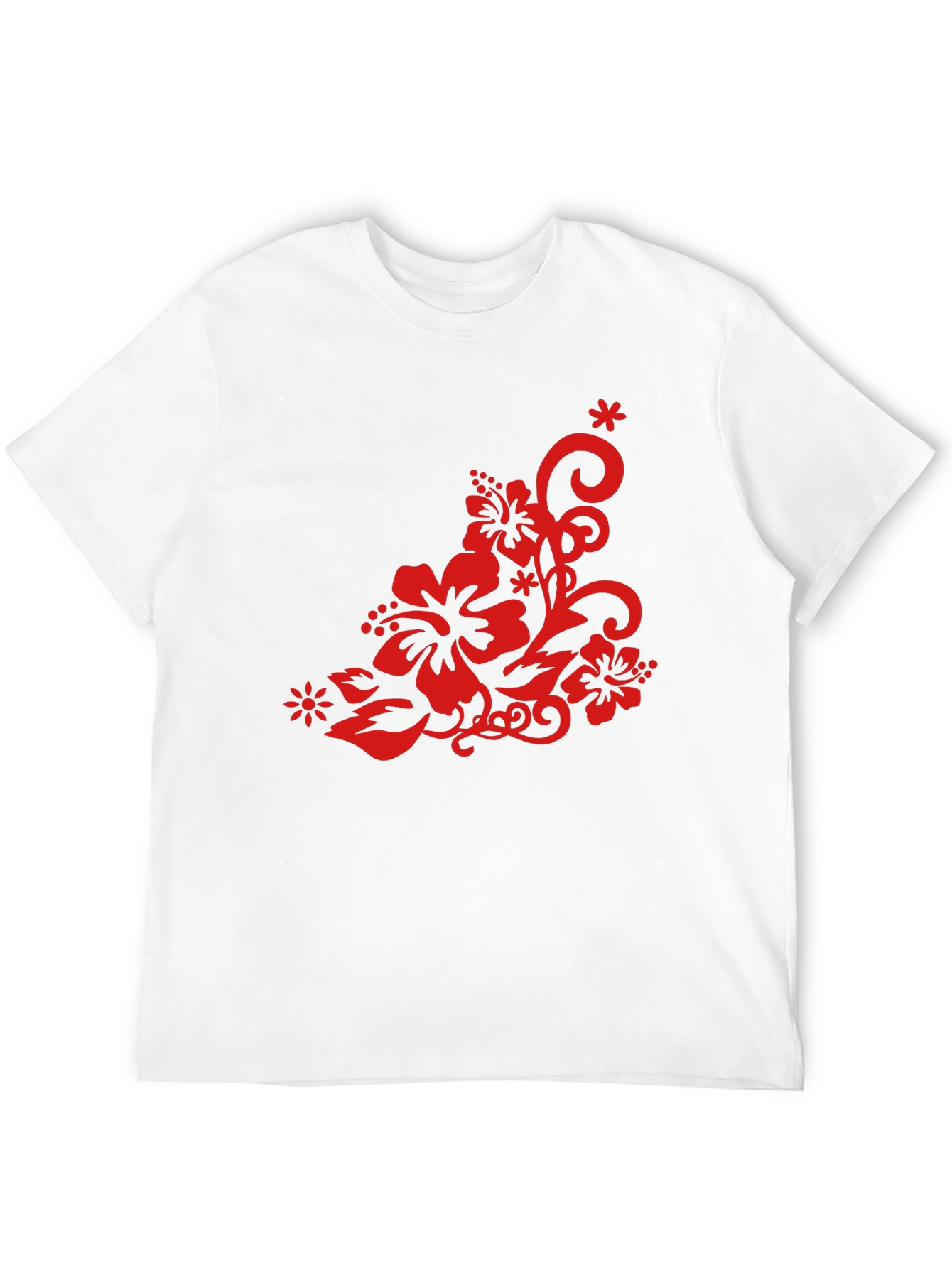 Black T-Shirt with Red Floral Design