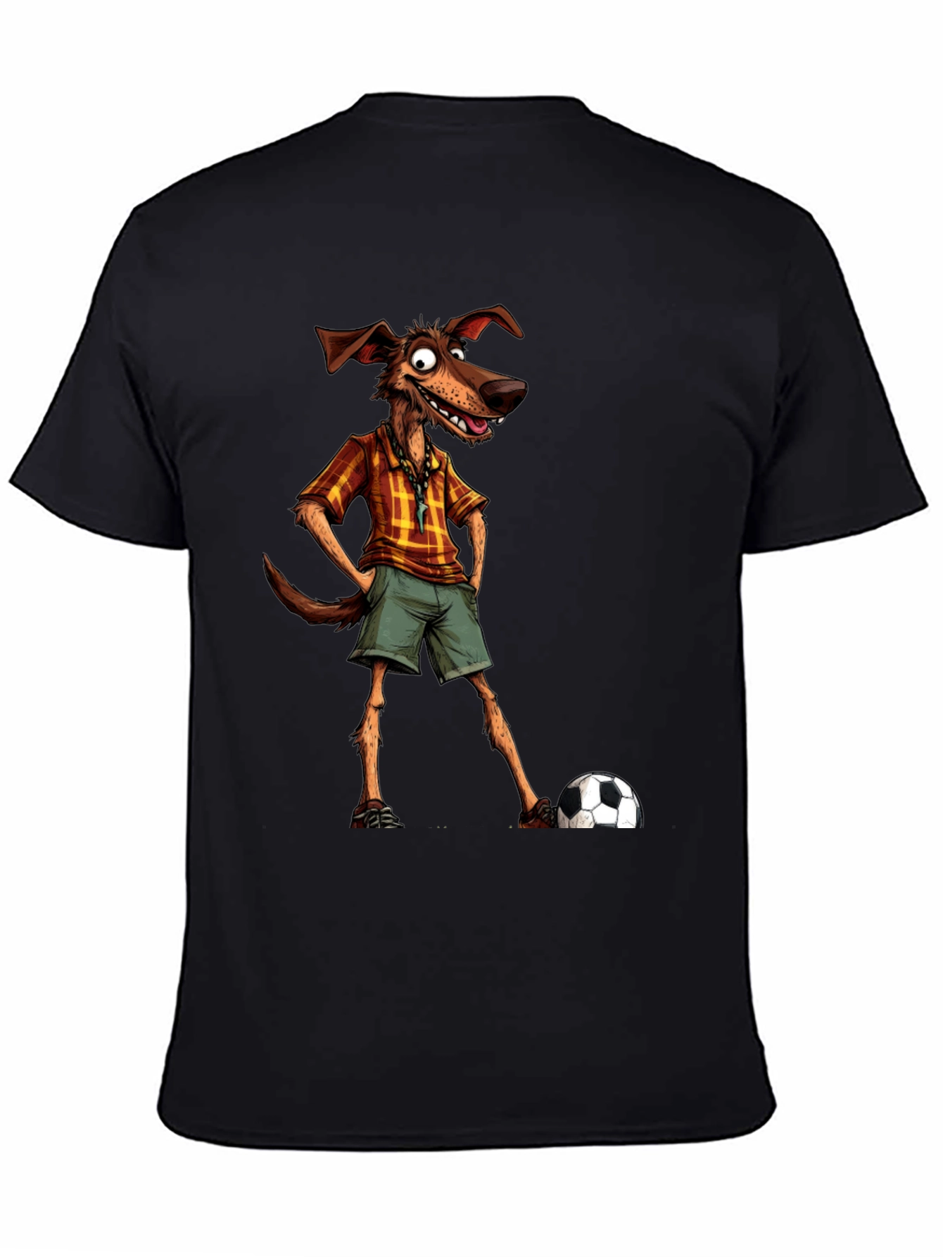 Funny Dog Cartoon Soccer Player Graphic T-Shirt