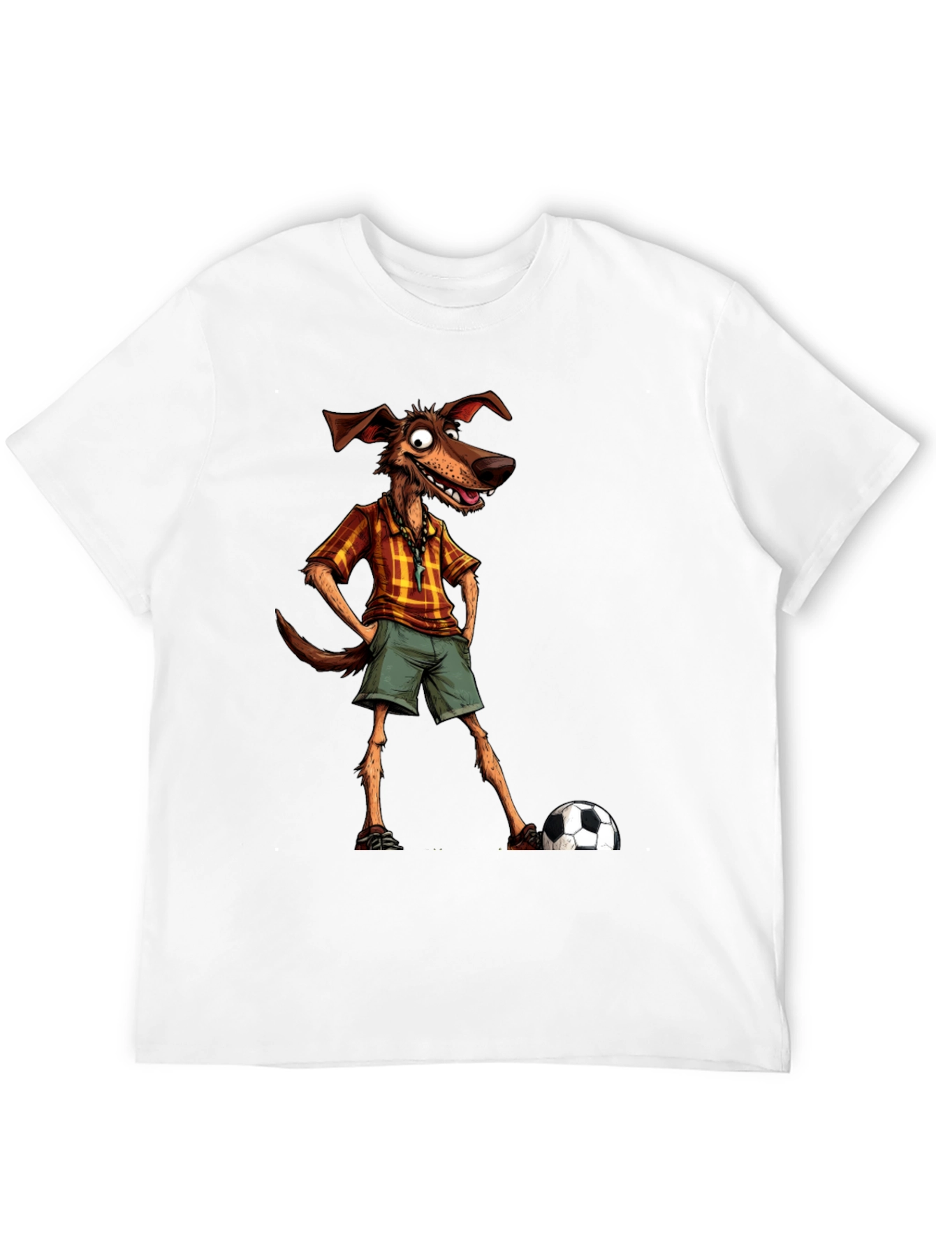 Funny Dog Cartoon Soccer Player Graphic T-Shirt