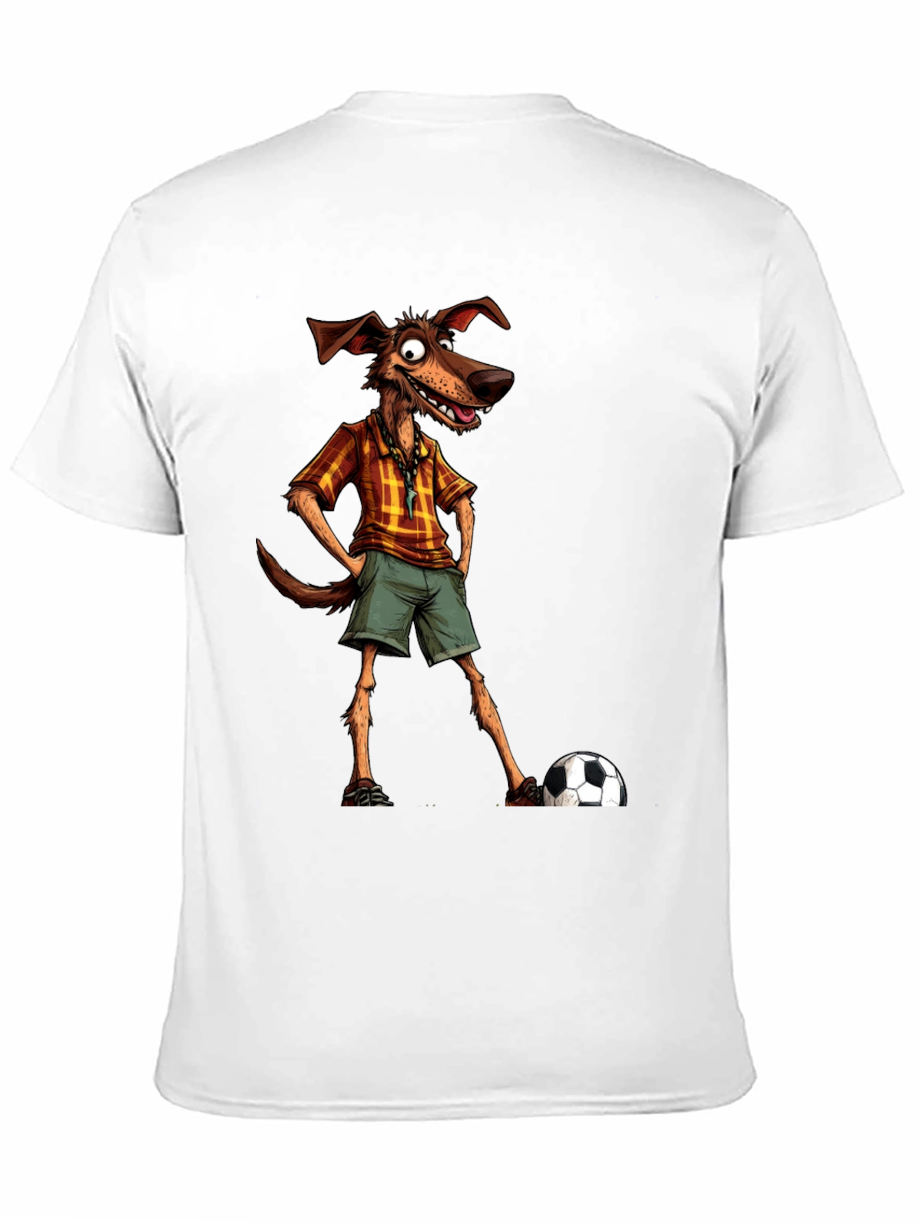 Funny Dog Cartoon Soccer Player Graphic T-Shirt