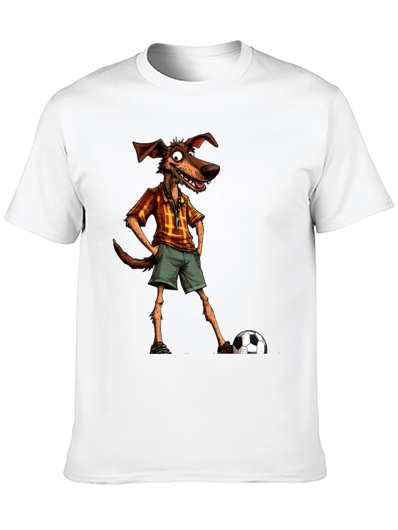 Funny Dog Cartoon Soccer Player Graphic T-Shirt