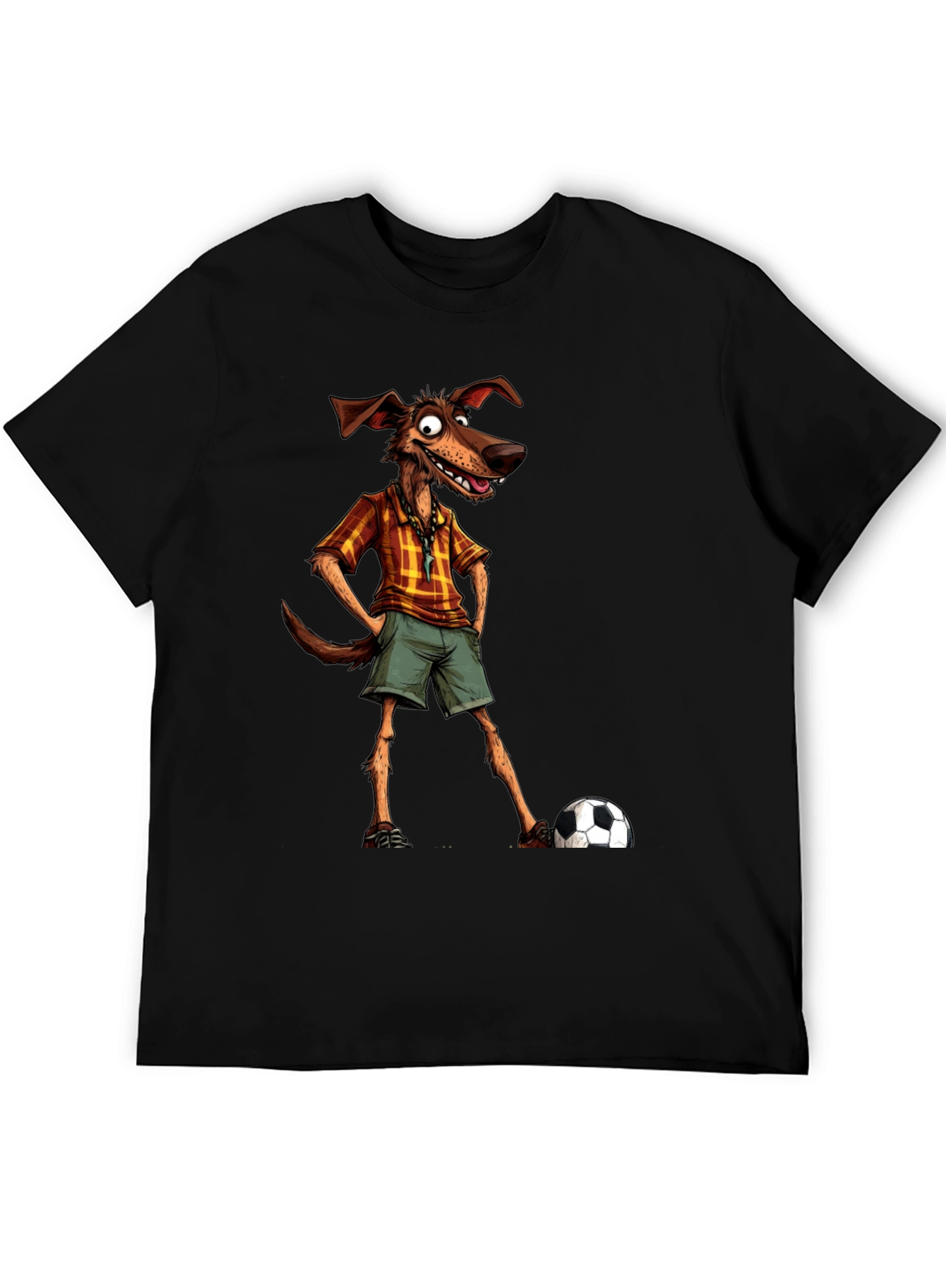 Funny Dog Cartoon Soccer Player Graphic T-Shirt