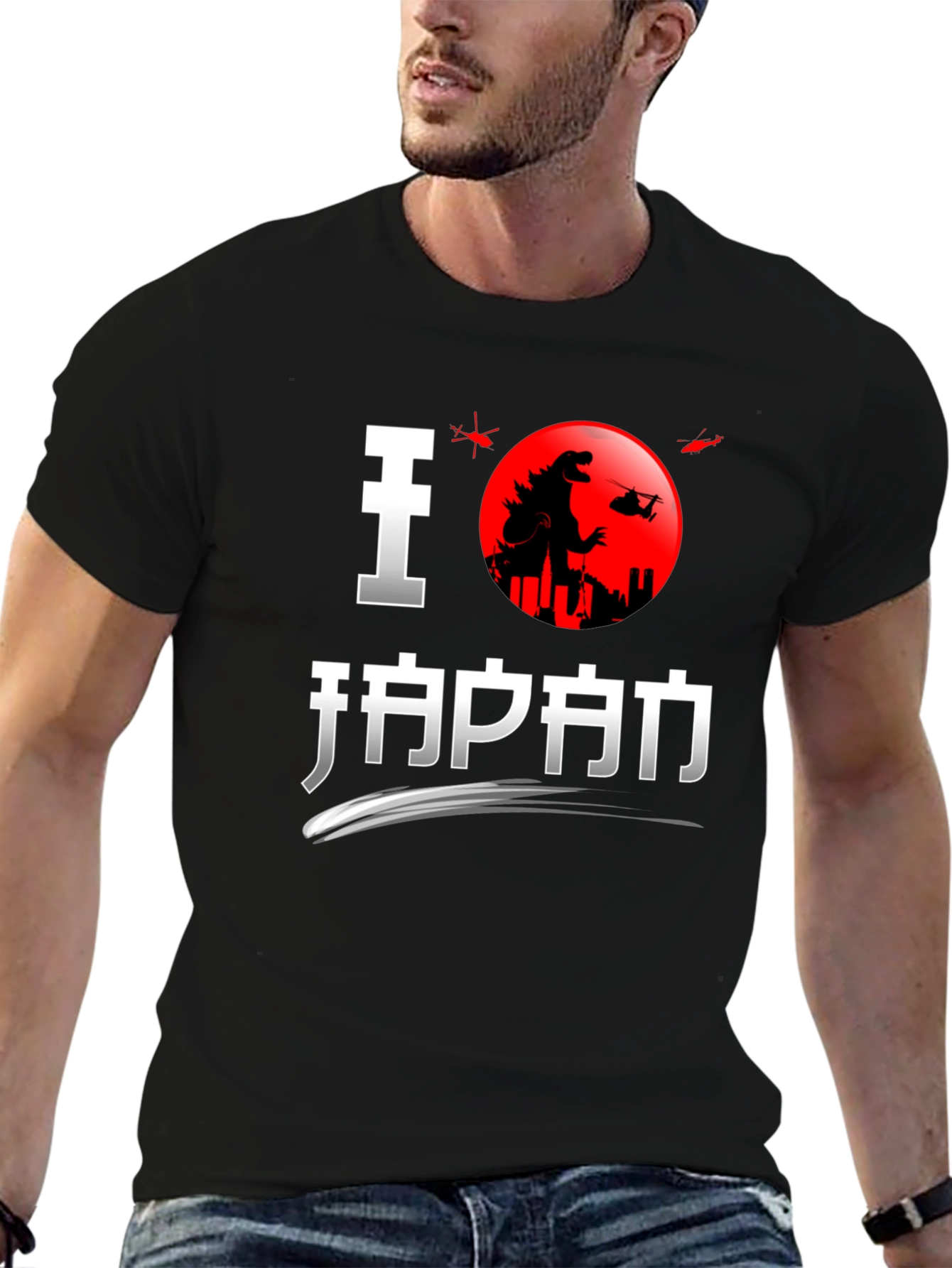 I Love Japan Godzilla Black T-Shirt