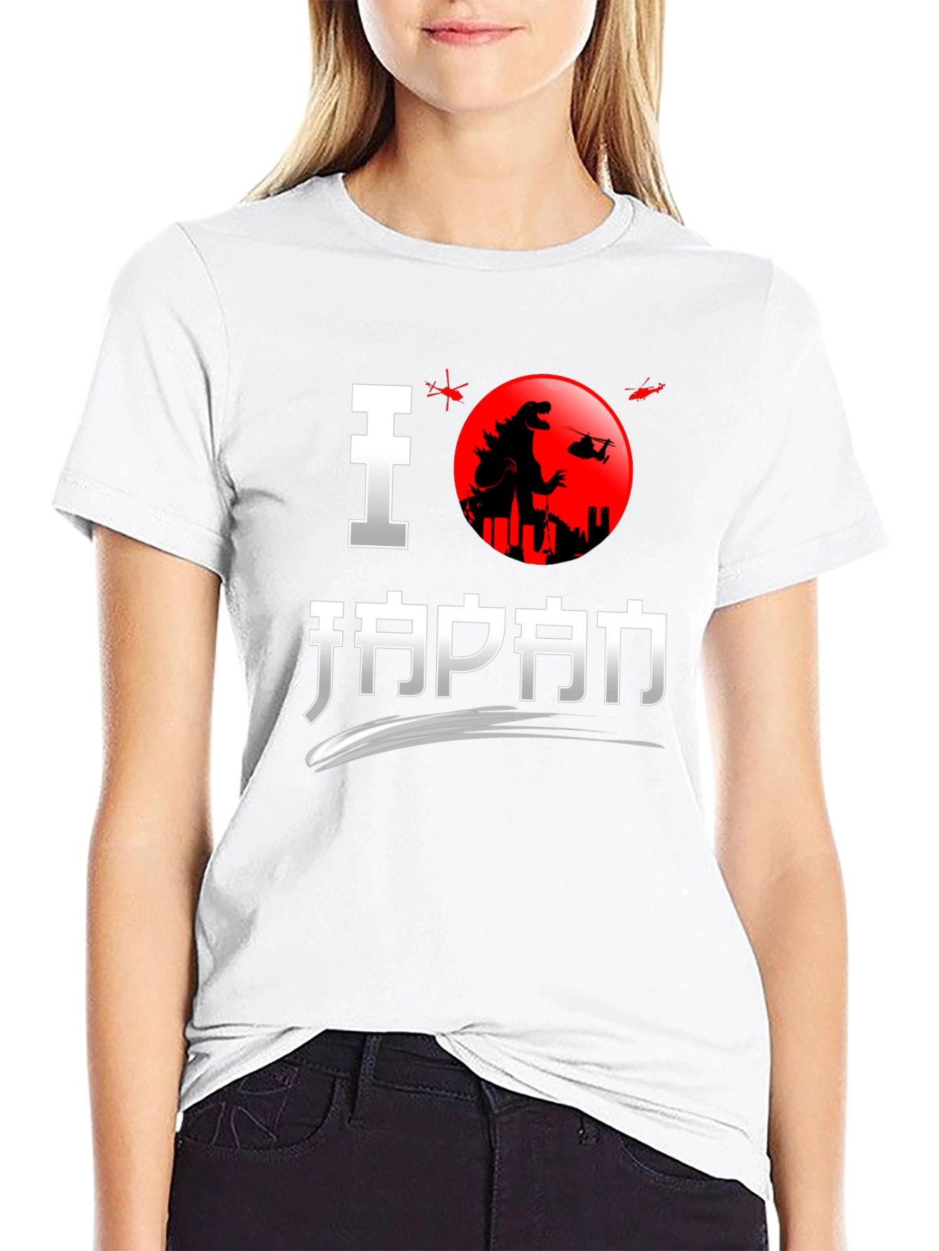 I Love Japan Godzilla Black T-Shirt