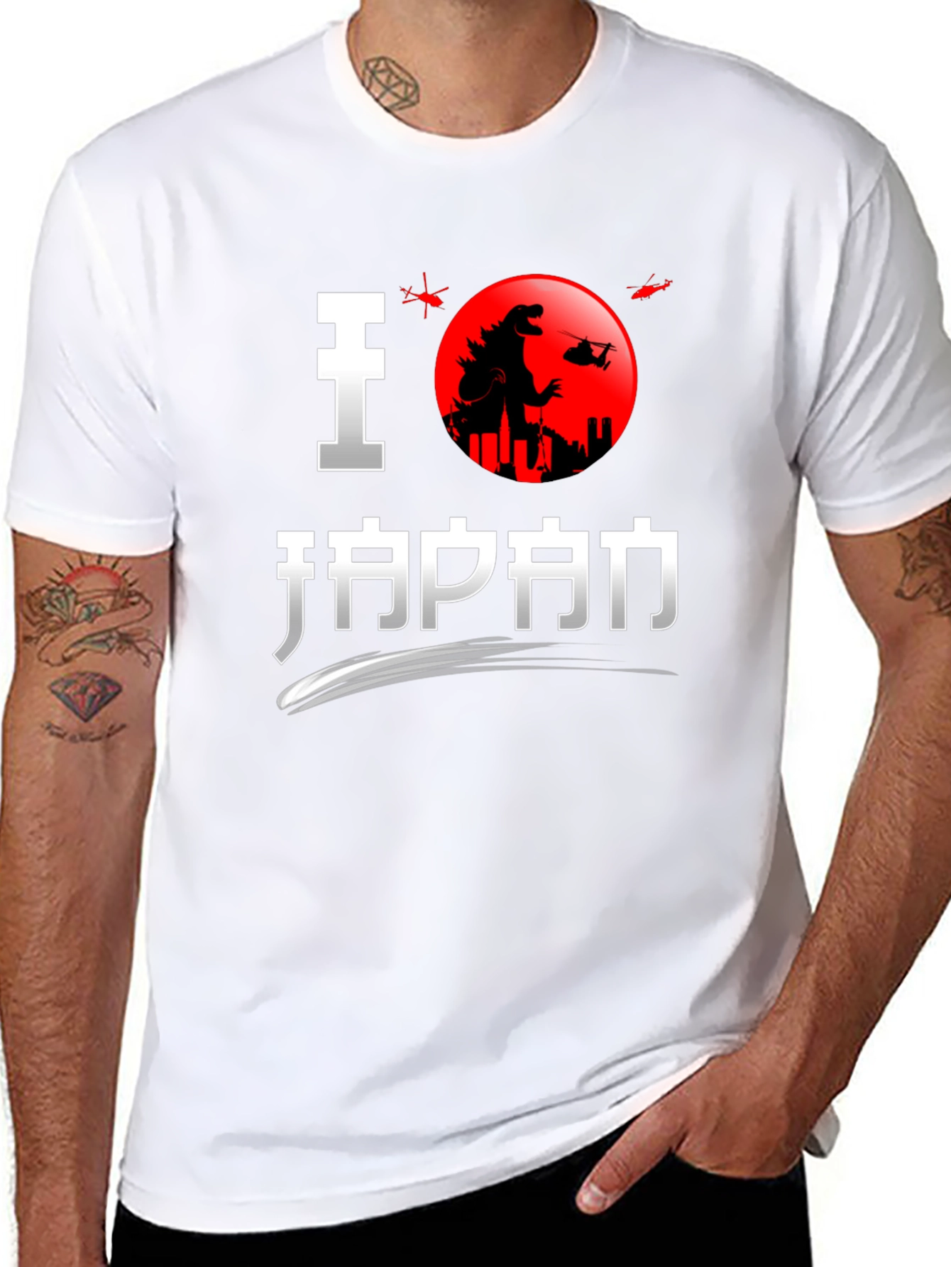 I Love Japan Godzilla Black T-Shirt