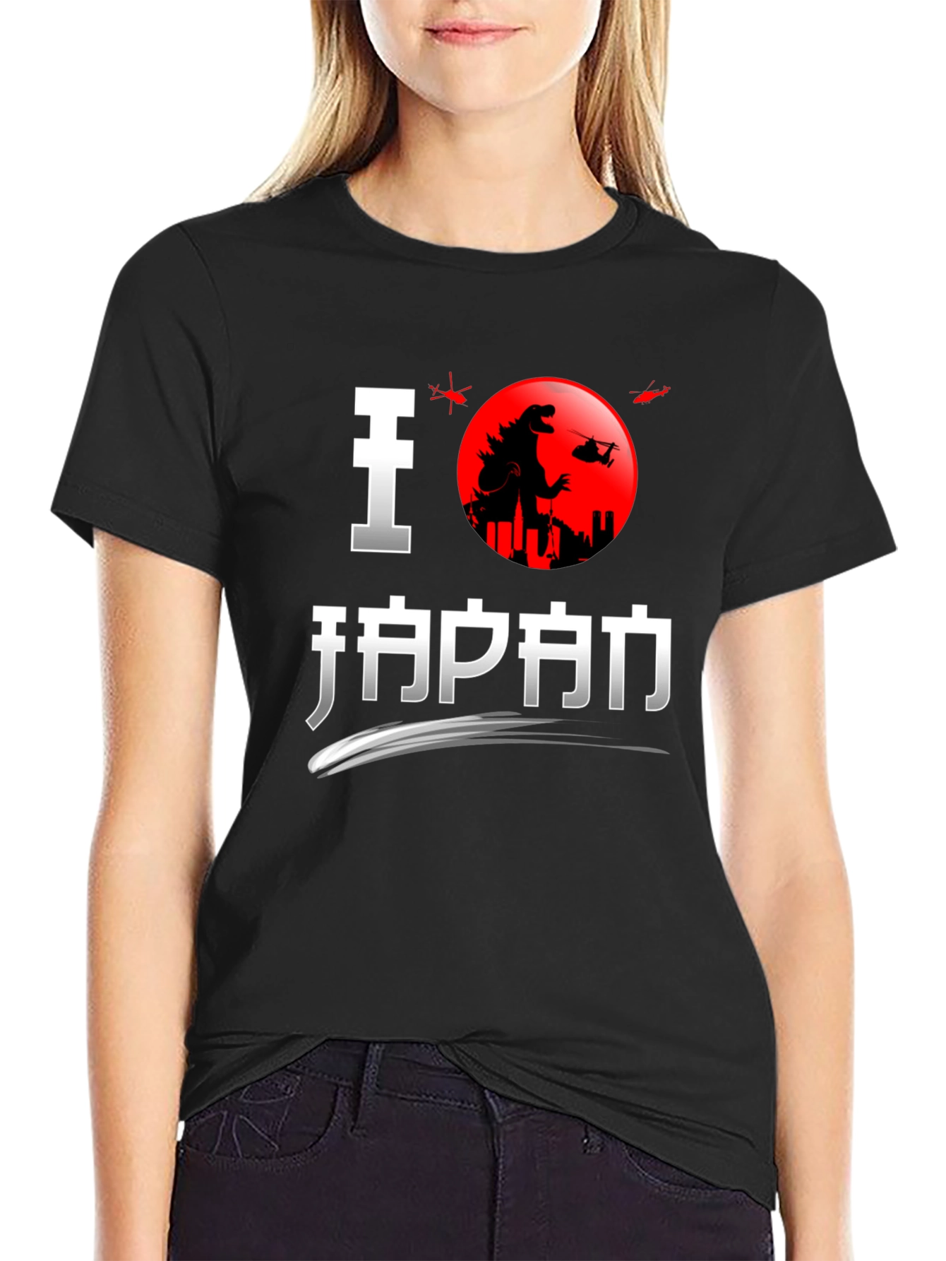 I Love Japan Godzilla Black T-Shirt